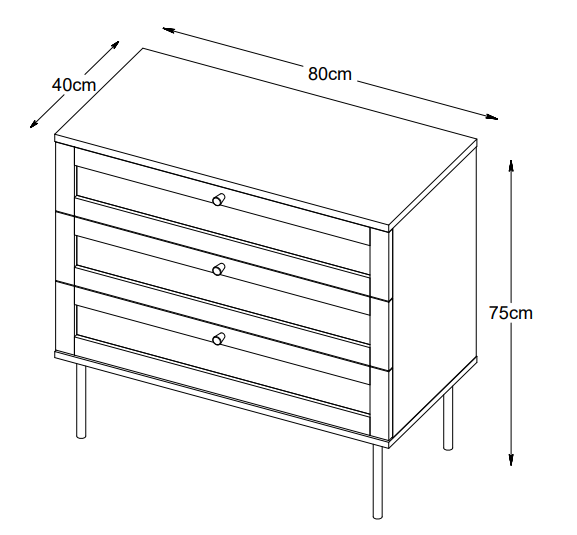 Nordic Home Elin Byrå Black 80cm
