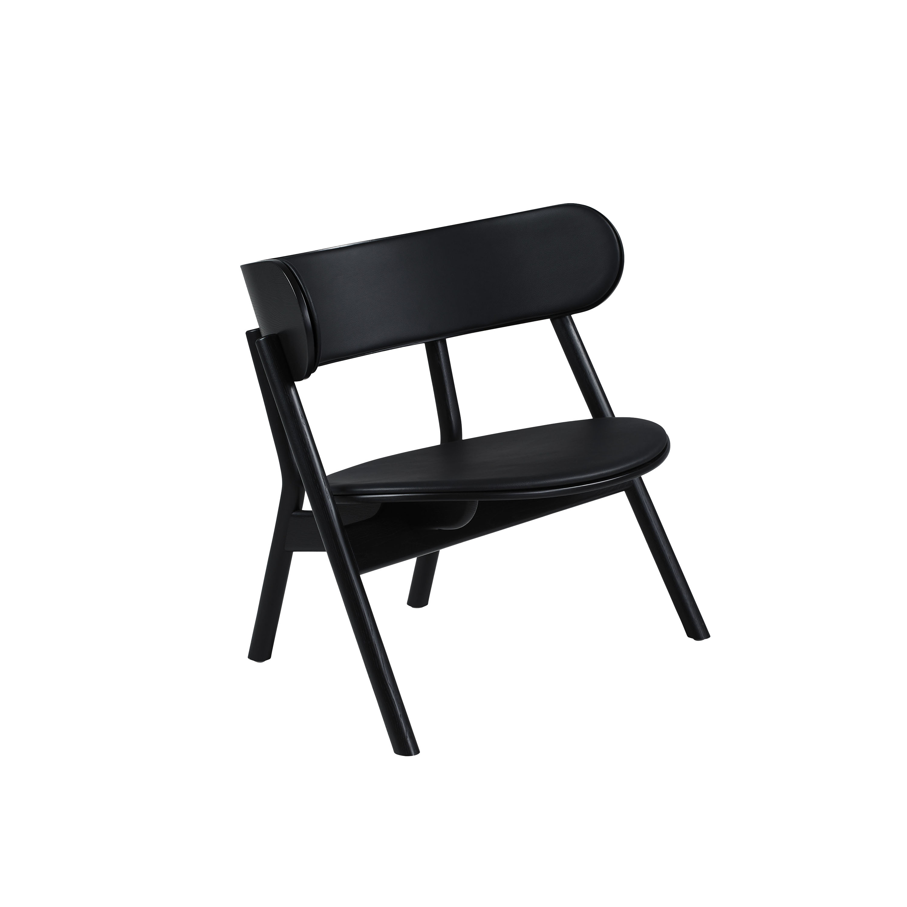 Oaki Loungestol Black Leather/Black Oak