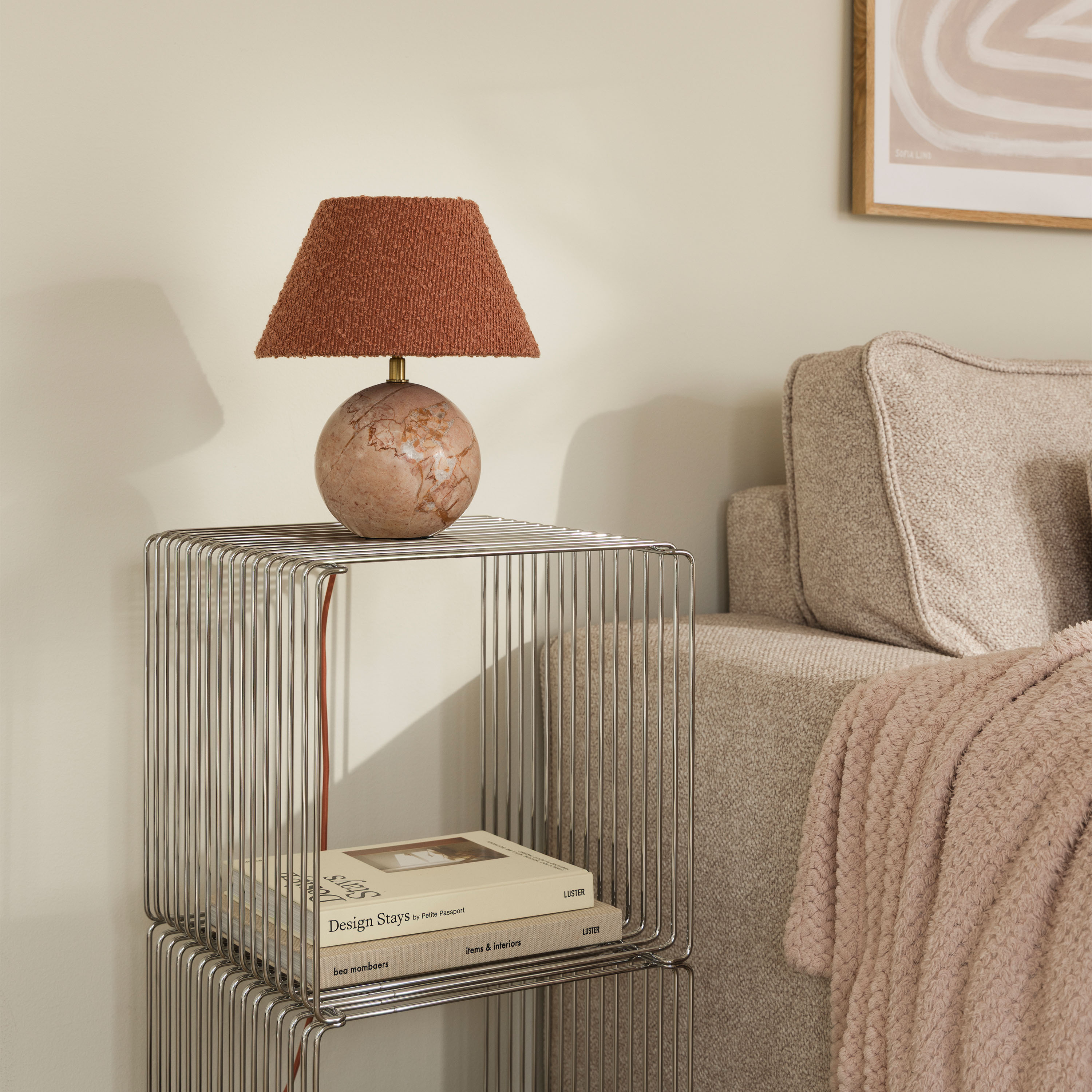 Globen Lighting Castello Bordslampa Dimrosa marmor 24cm