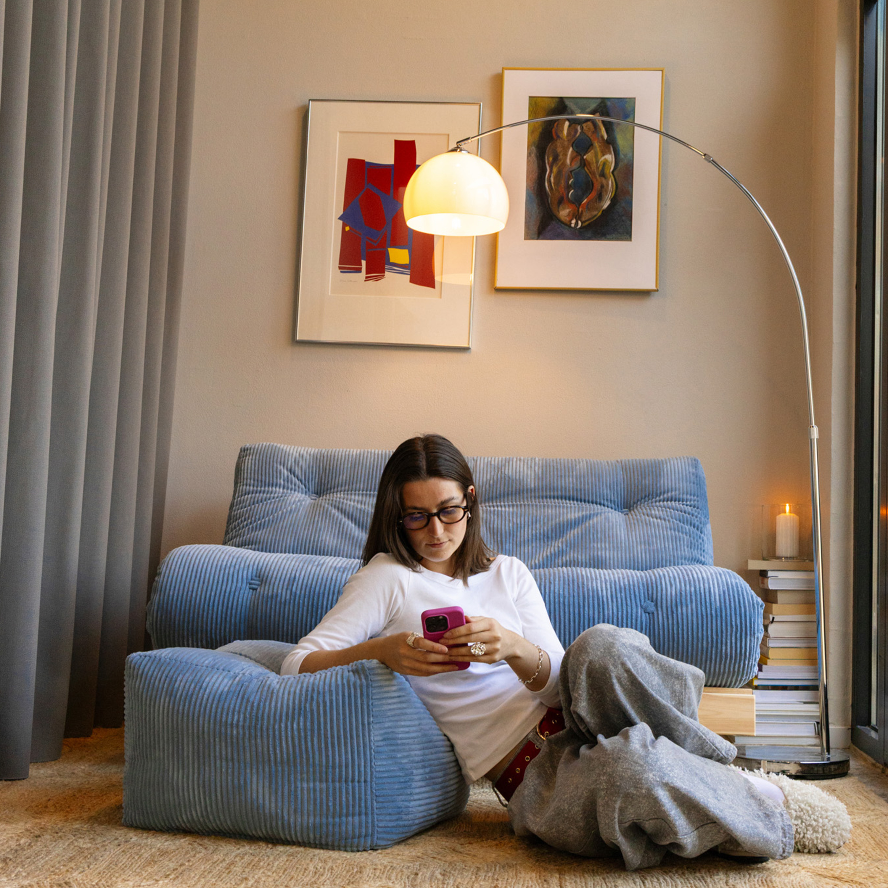 Karup Design Roots Sovesofa Raw/Hazy Blue 140cm