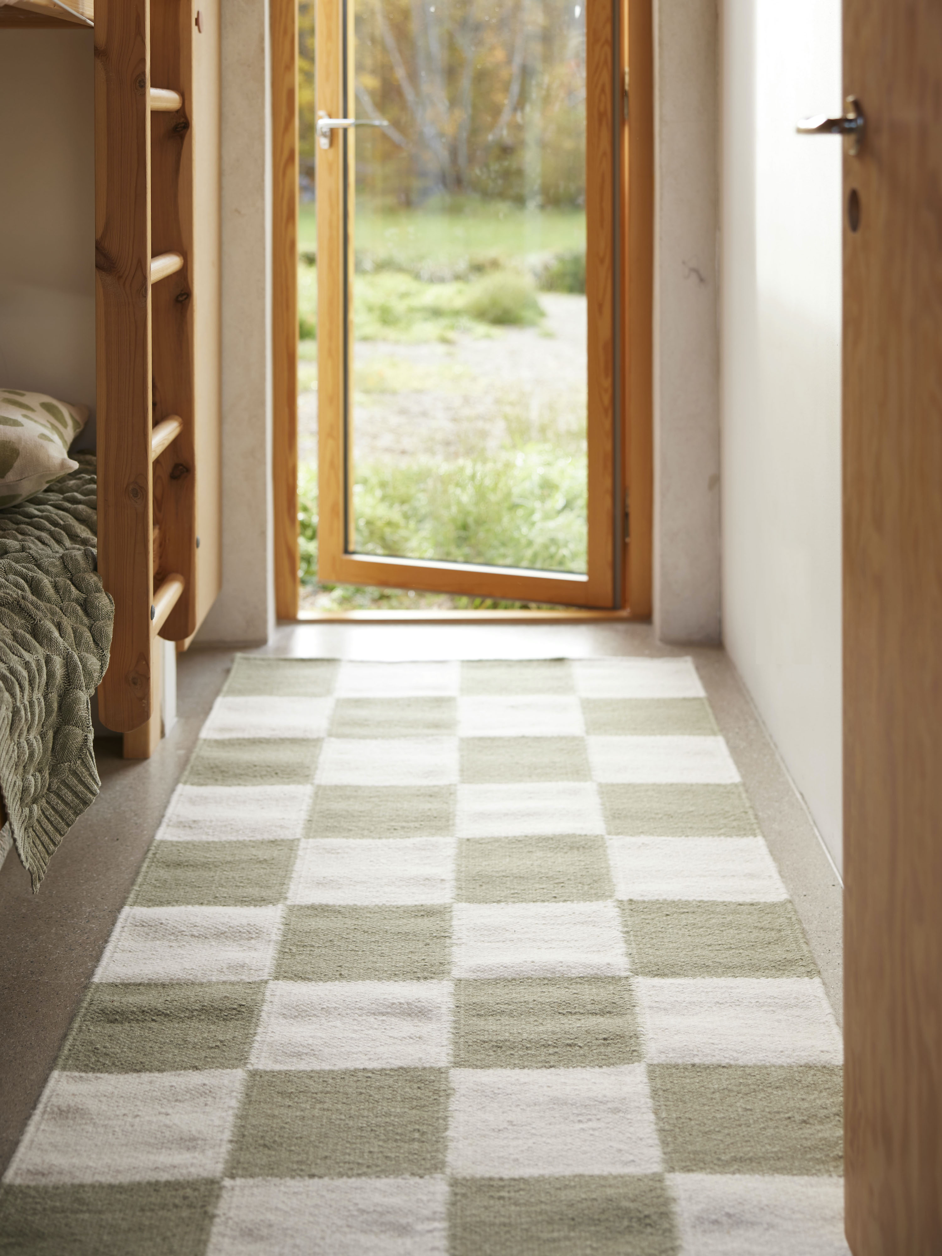 Classic Collection Squares Käytävämatto Valkoinen/Vihreä 80x200