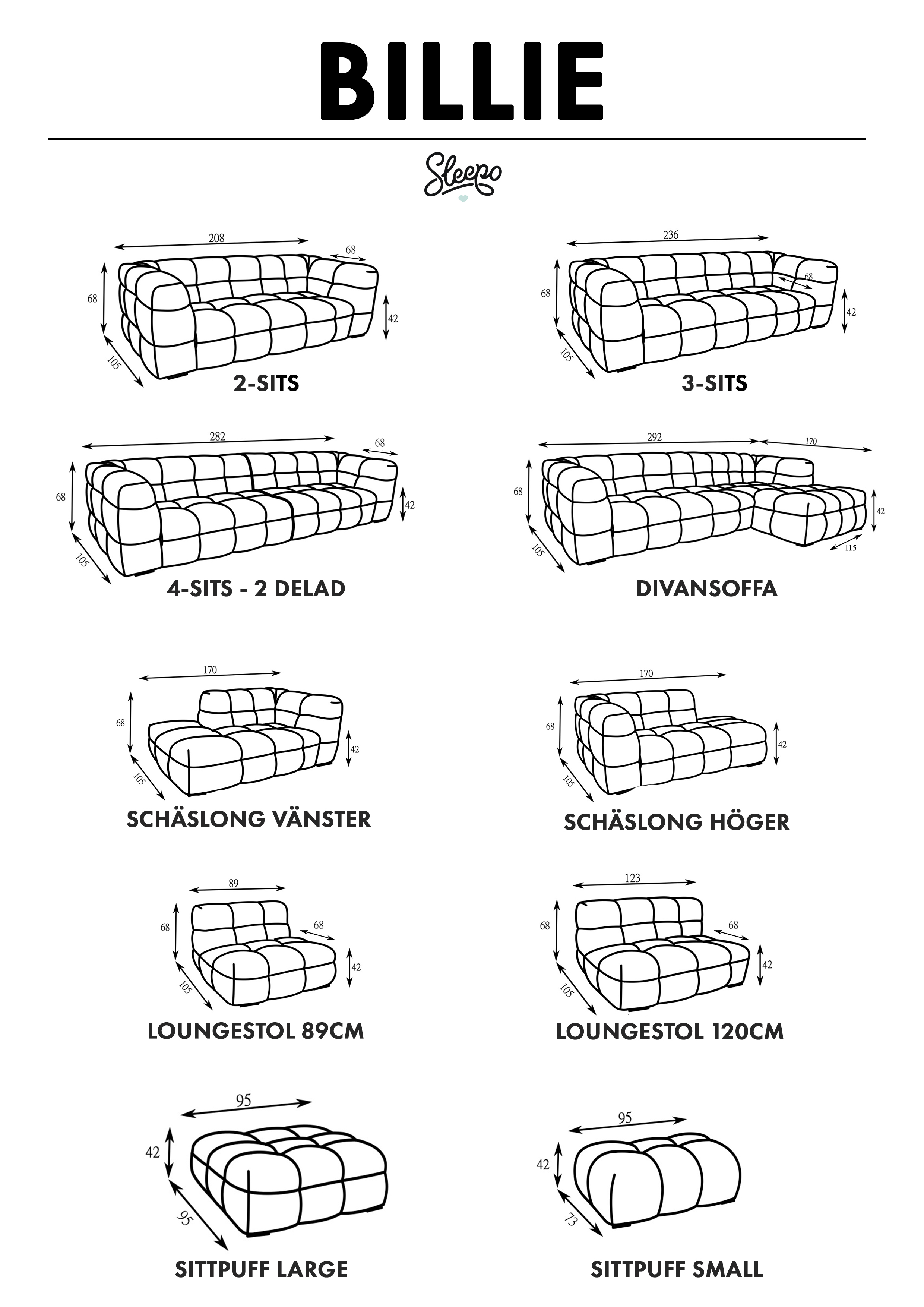 Billie 4-Sitzer Sofa Beige Bouclé