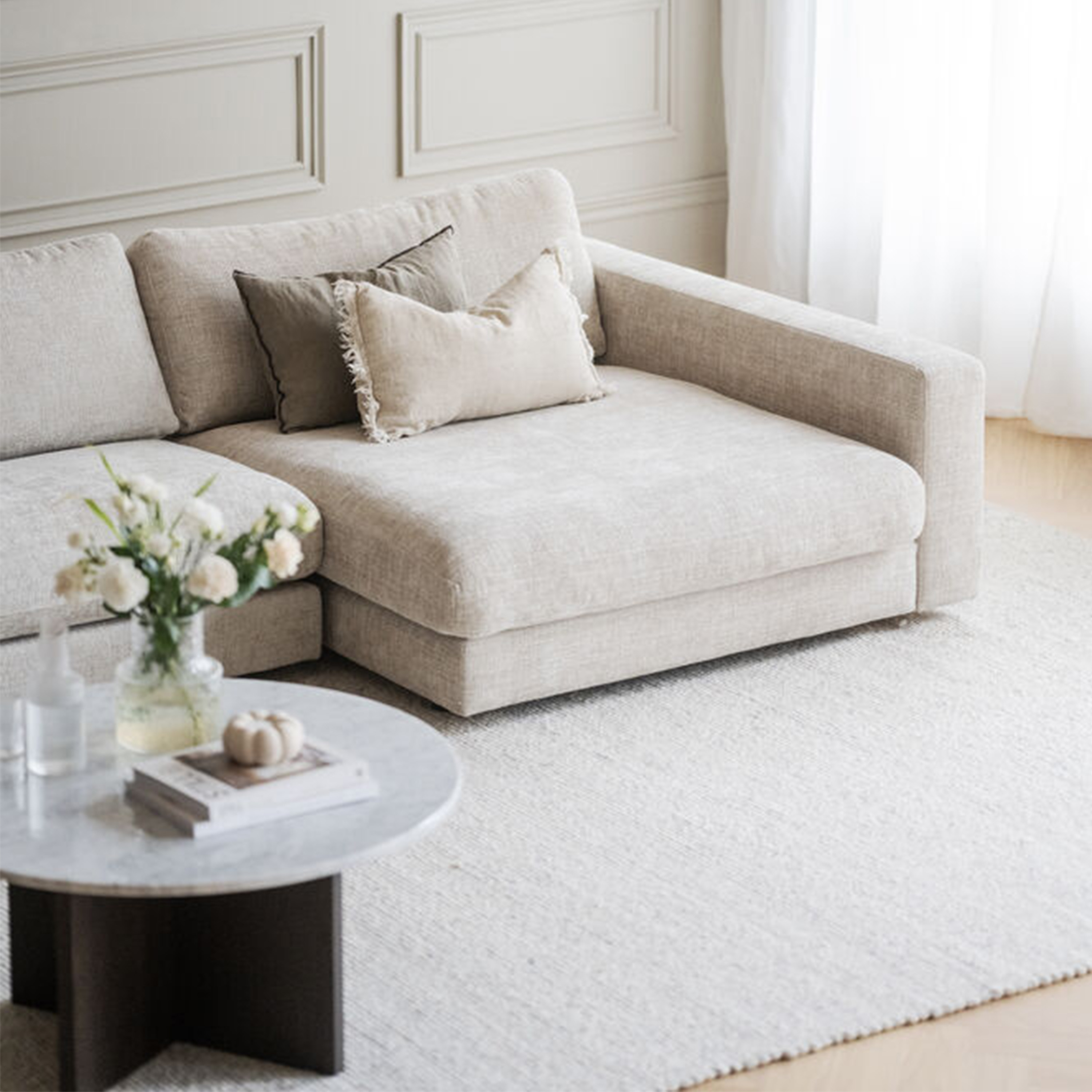 Rowico Home Duncan 3-sits Soffa Schäslong Höger Ljusgrå