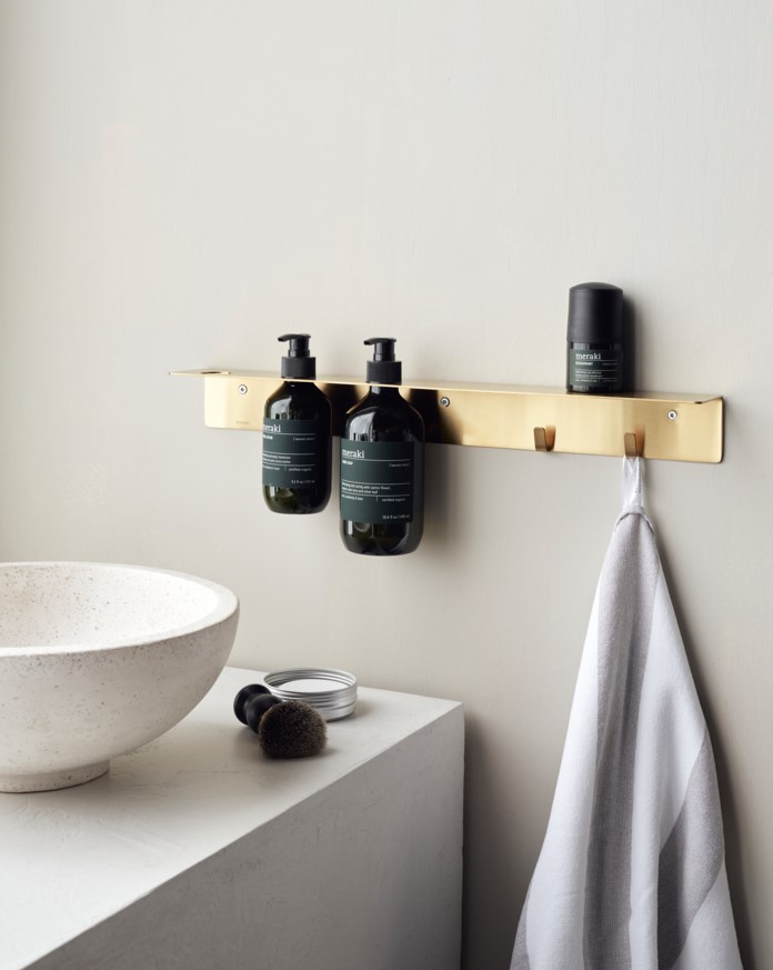 Meraki Väggfäste med Krokar Mässing 50cm