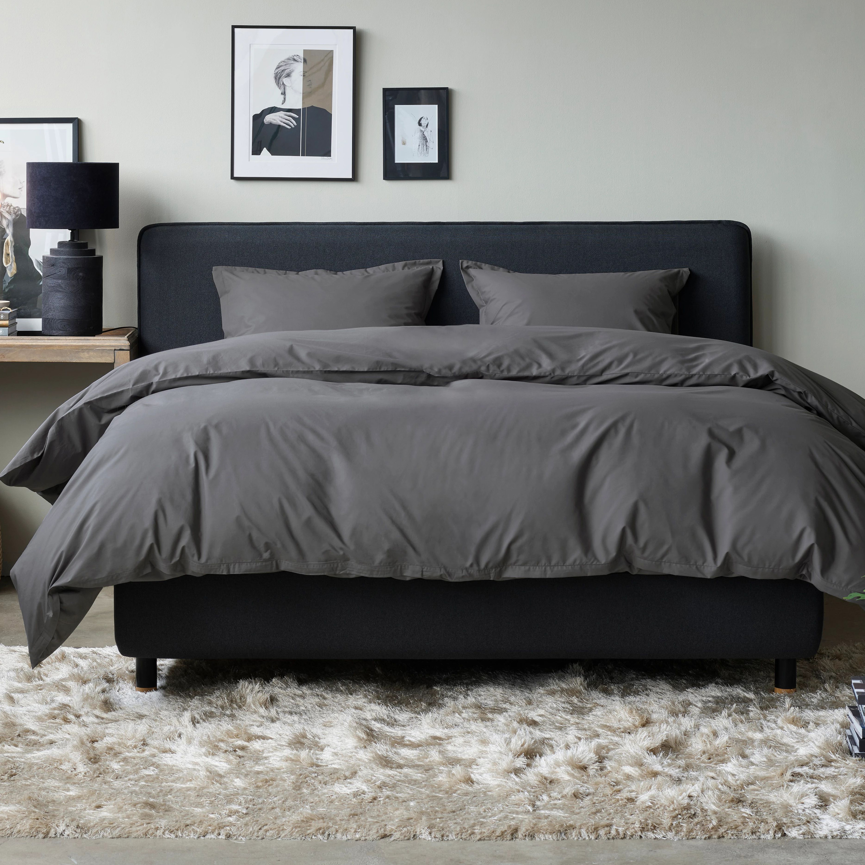 Egyptisk Puuvillainen Pussilakana Antrasiitti 150x210