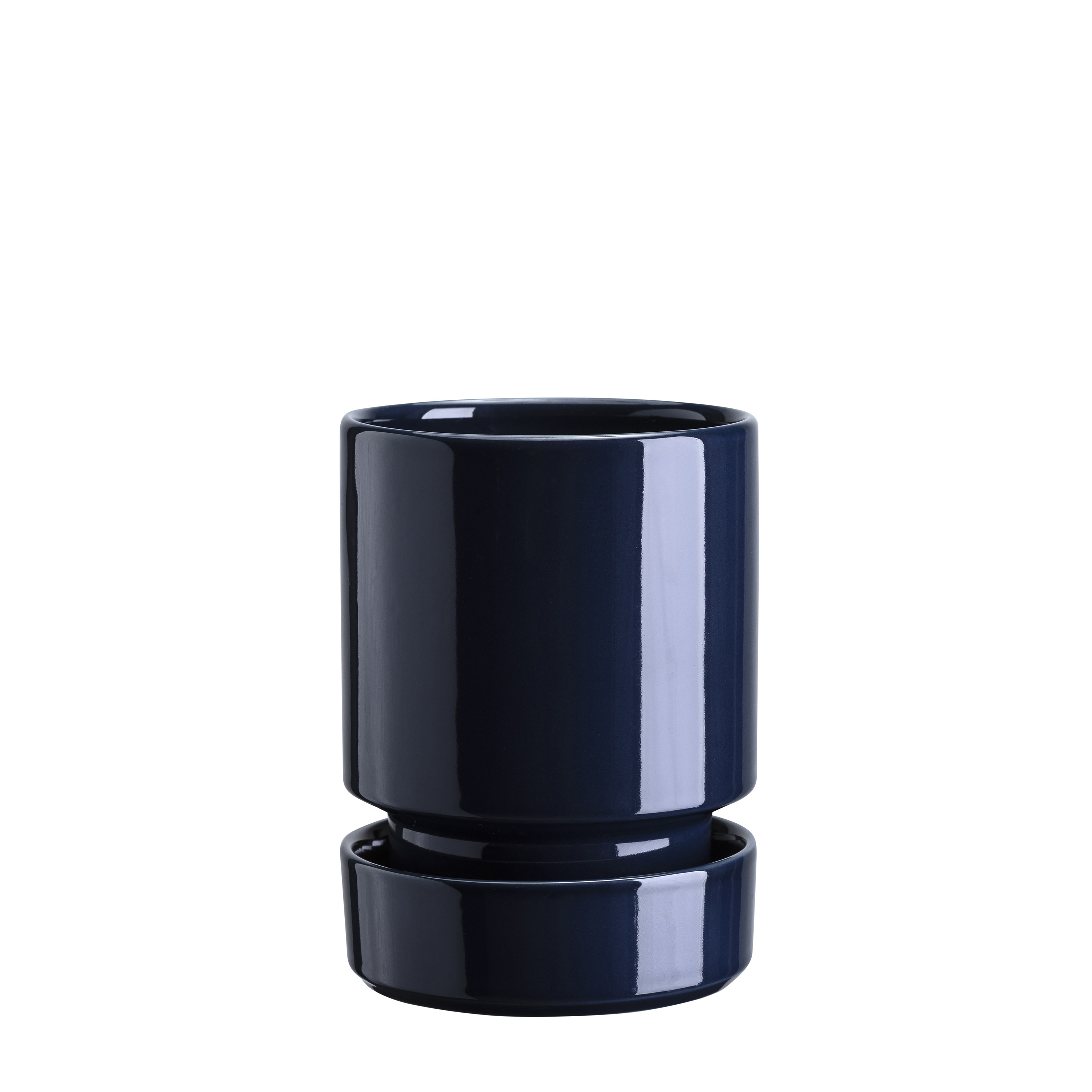 Hoff Kruka med fat Glazed Sapphire Blue Ø14