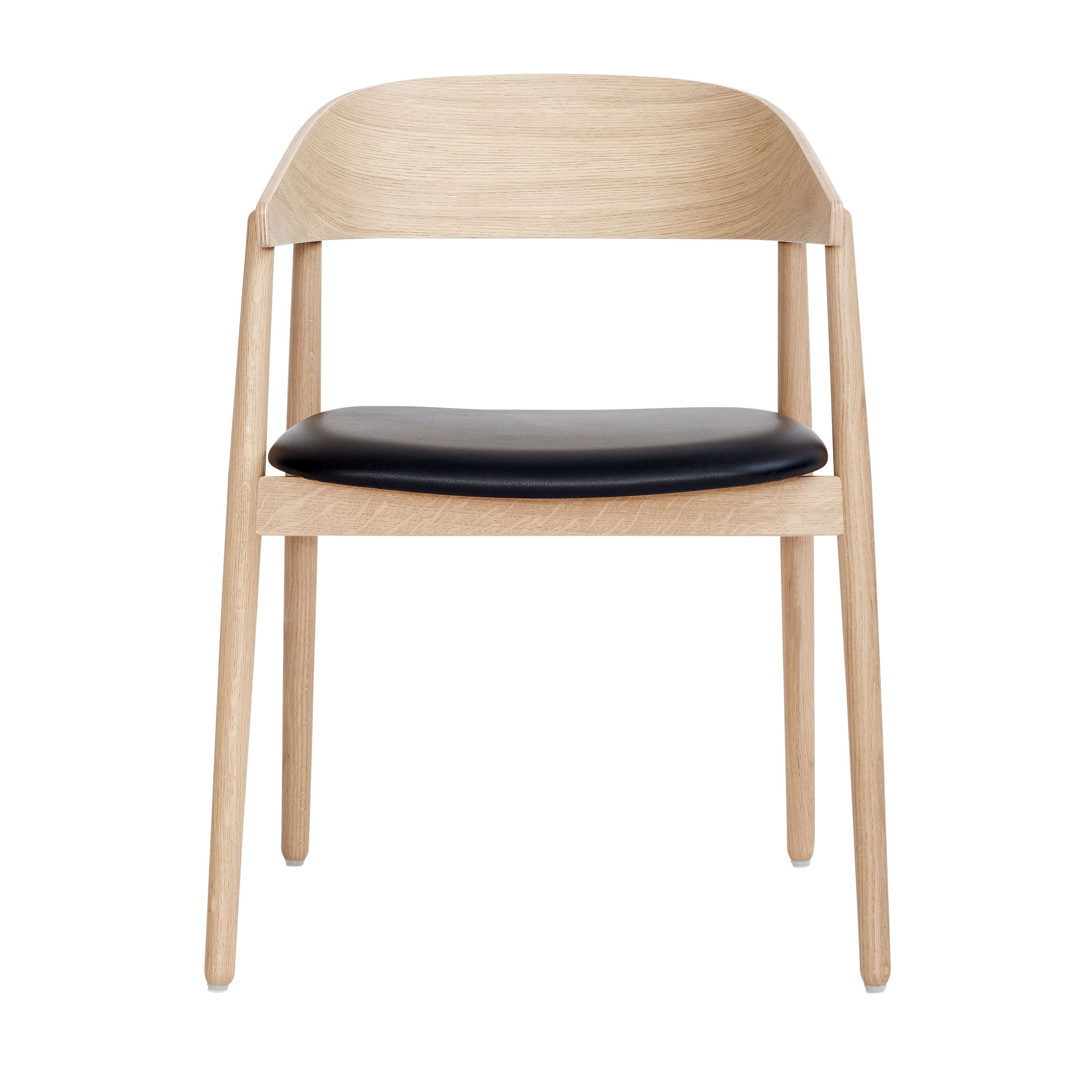 AC2 Karmstol Vitpigmenterad Ek/Svart Läder