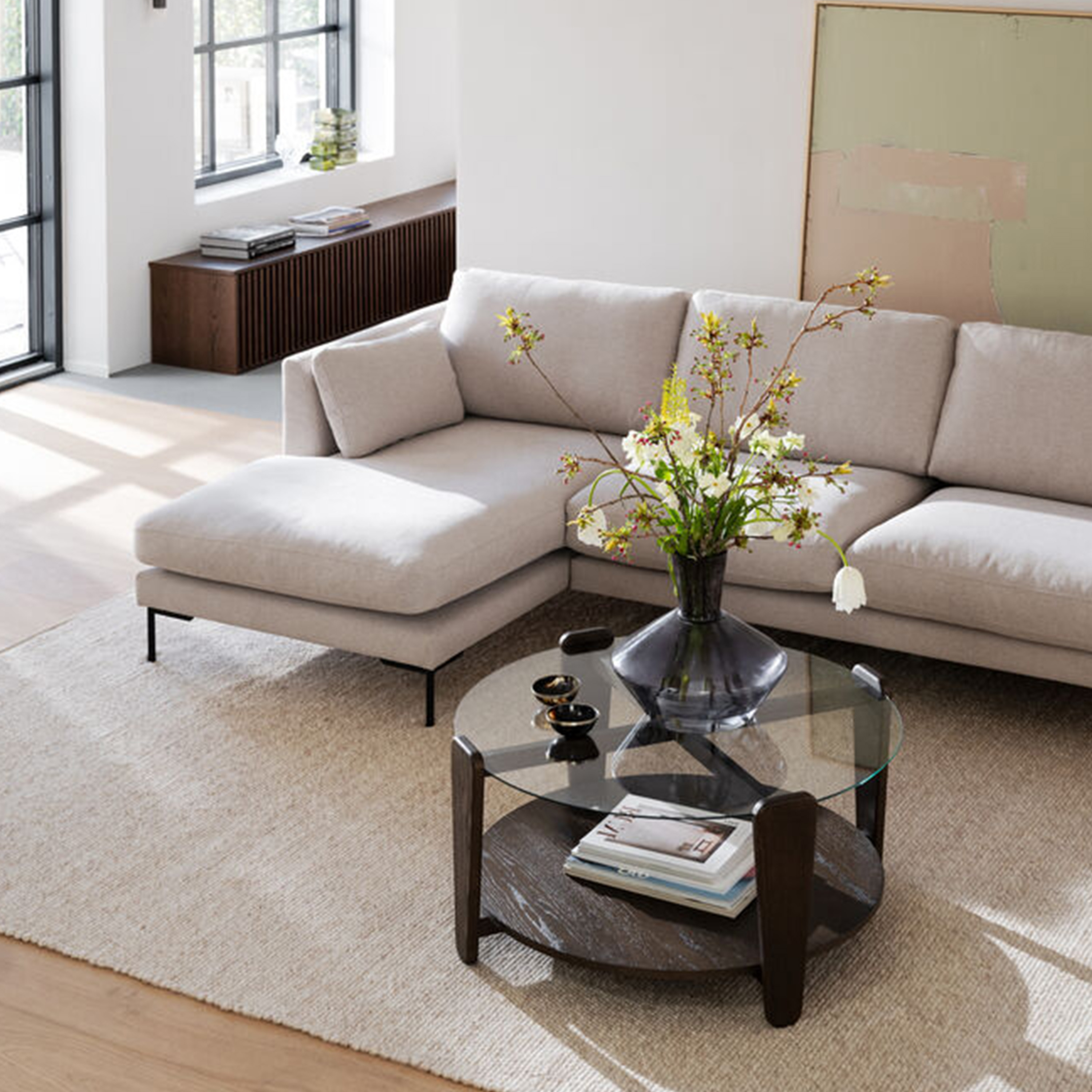 Rowico Home Corwin 3,5-sits Soffa Schäslong Vänster Beige