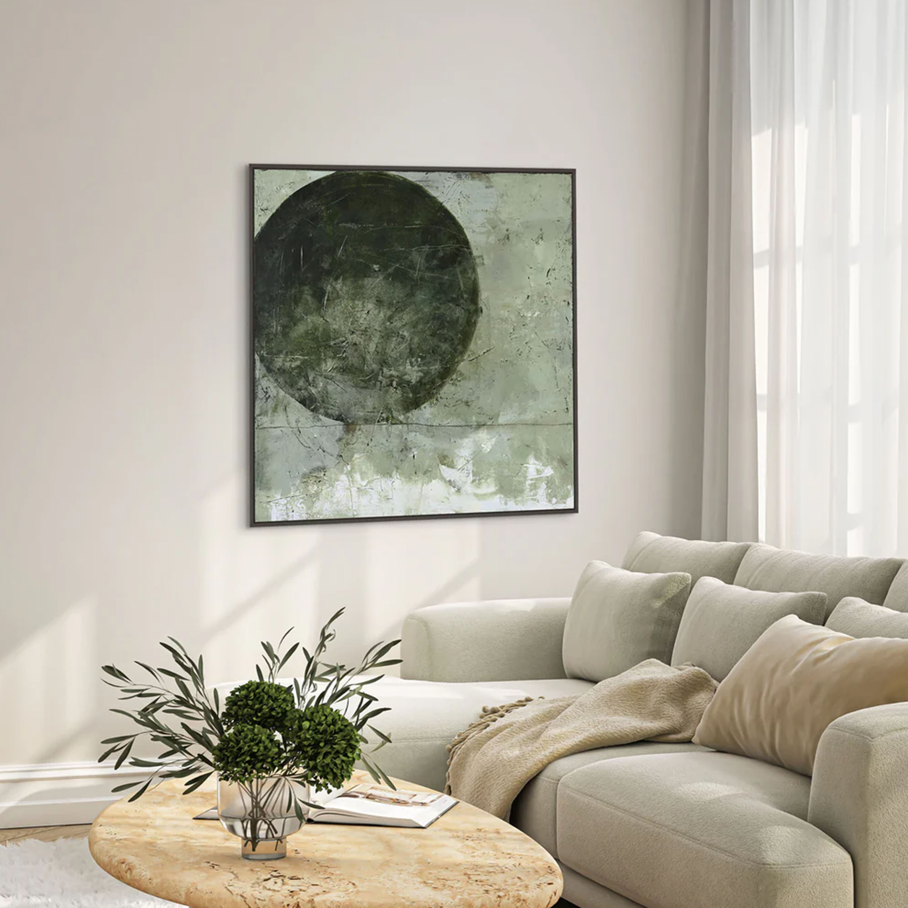 Malerifabrikken Light Ball Bilde Svart Flytende Ramme 100x100
