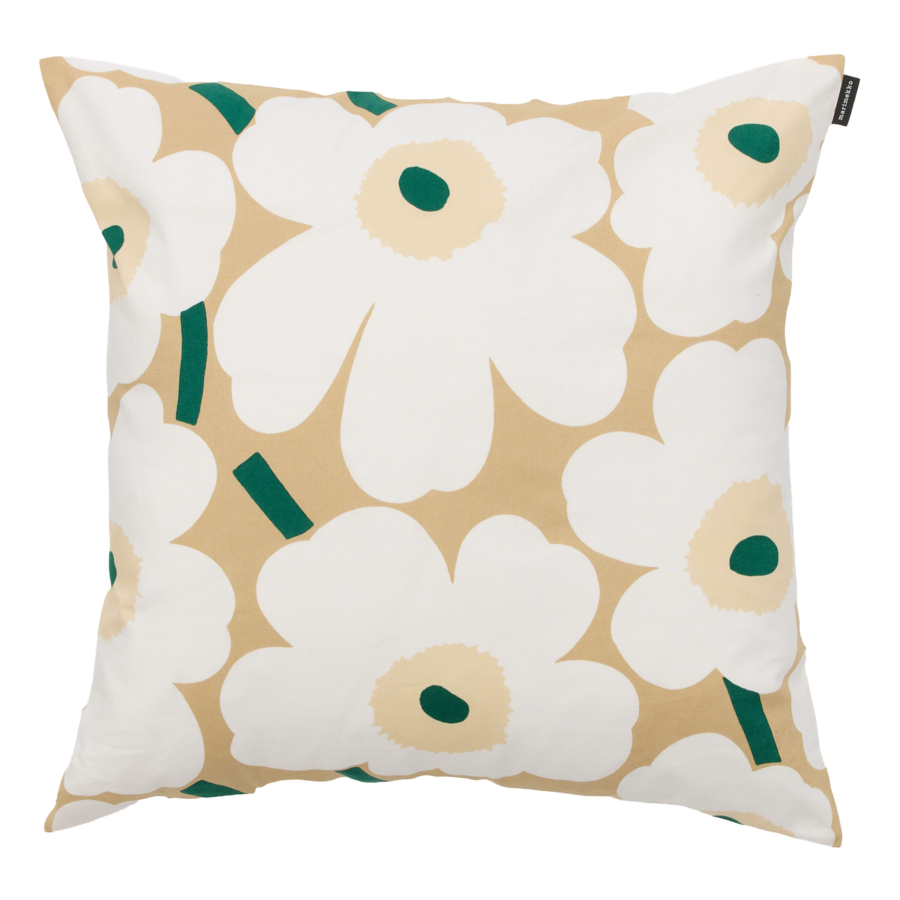 Pieni Unikko Kuddfodral Sand/White/Hay/Emerald 50x50