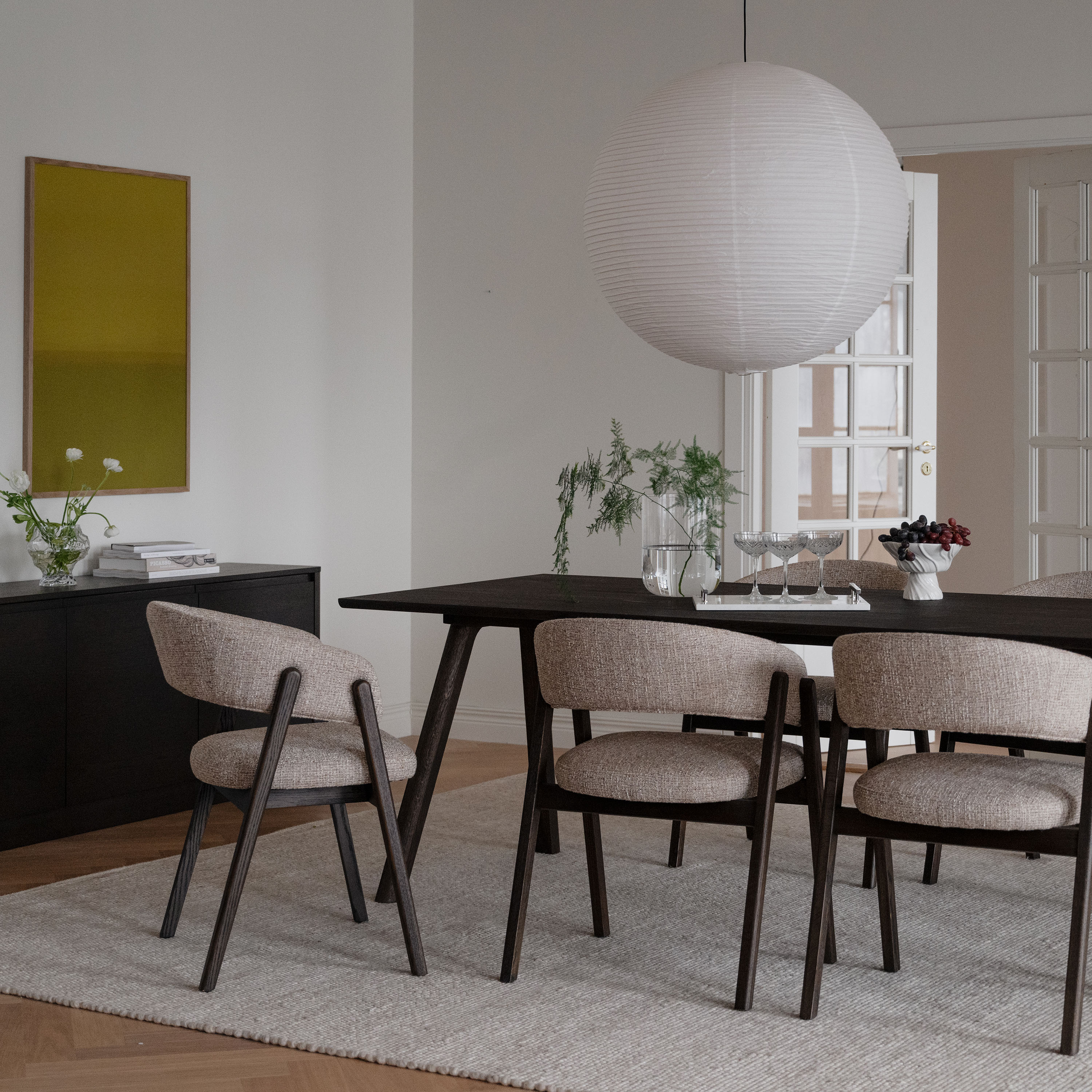 Rowico Home Barnaby Armlehnstuhl Dunkelbeige/Eiche