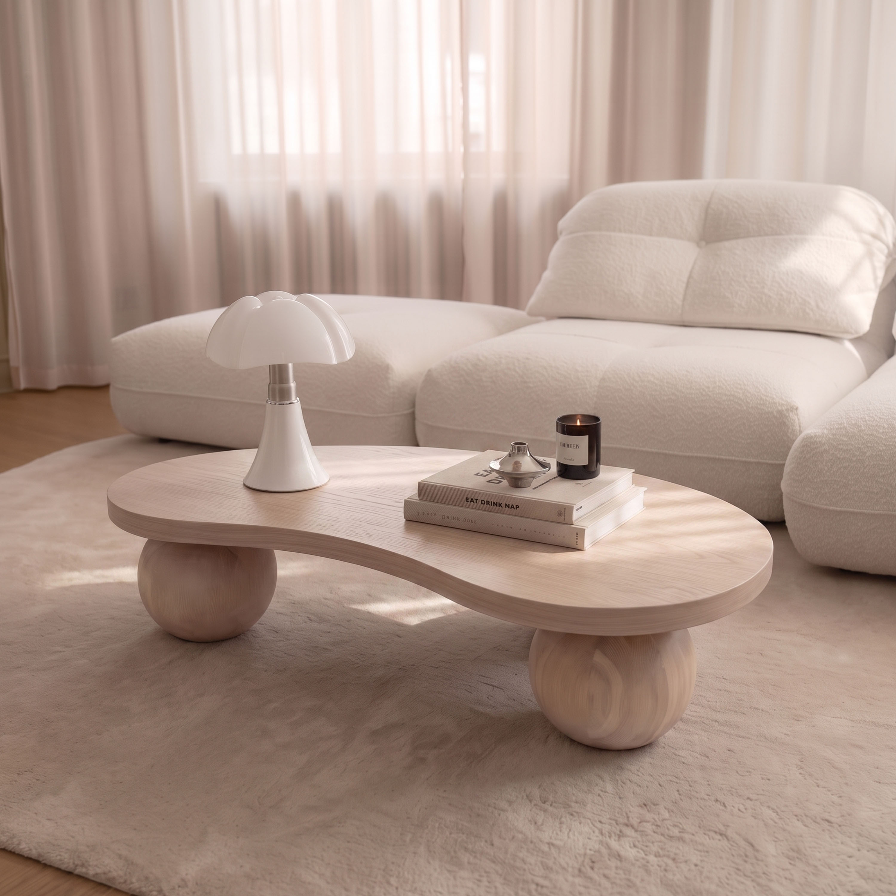 Indie Couchtisch Weiß Geölte Eiche 120x70