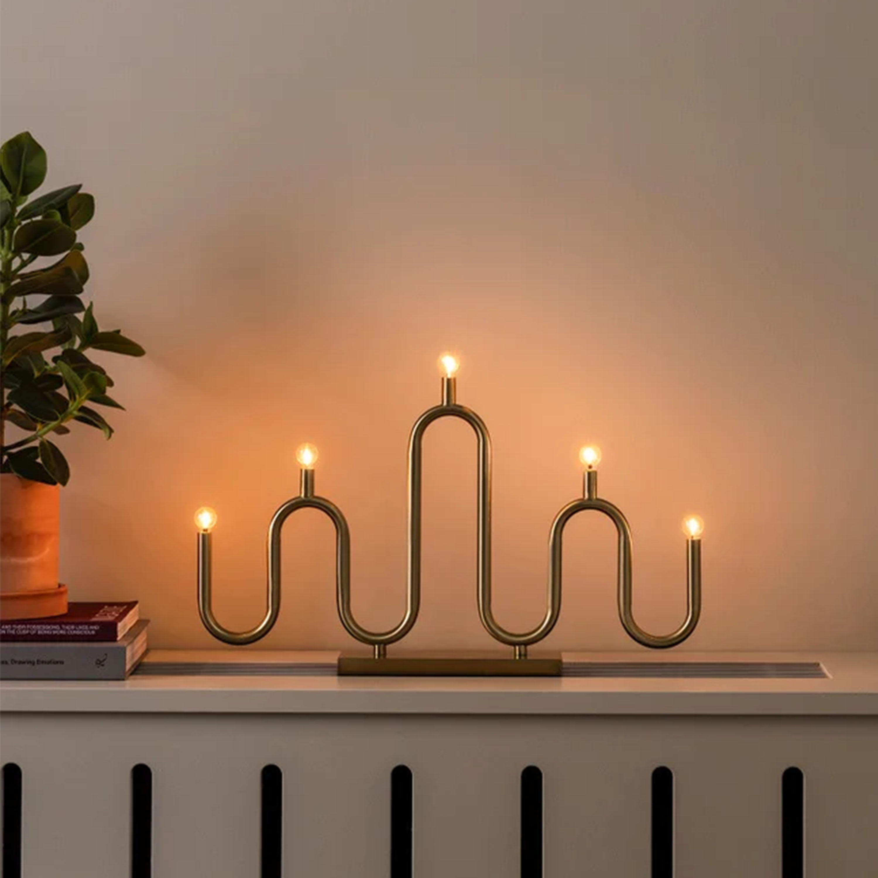 Noel Advent Candle Holder 5 Brushed Brass