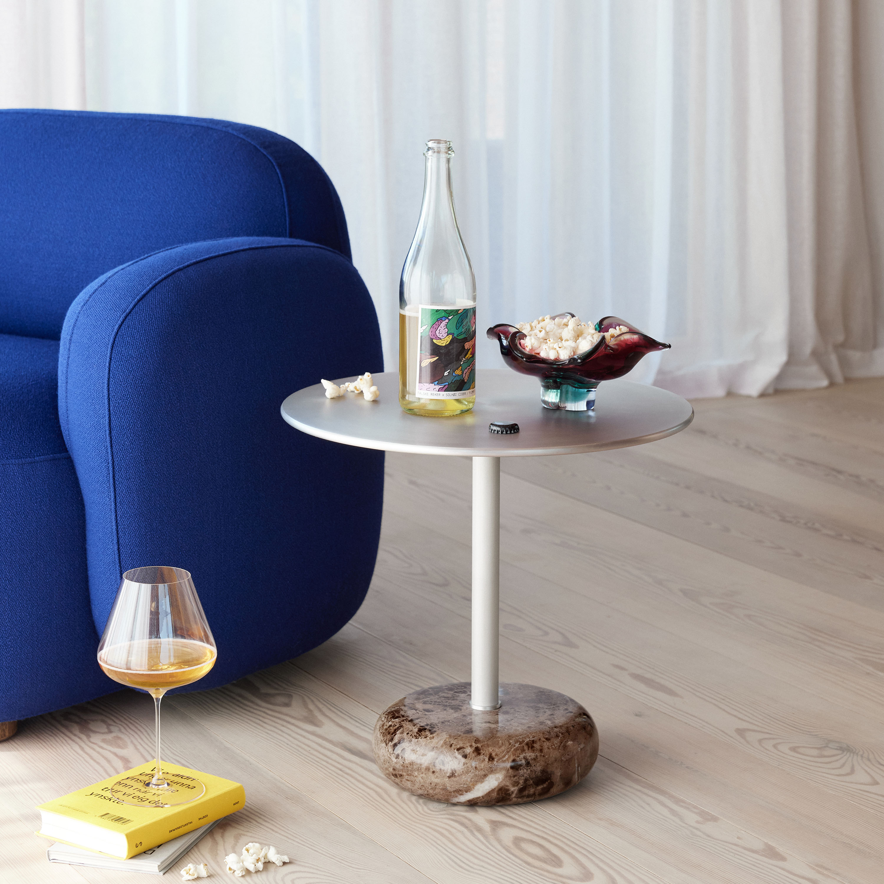 Northern Ton side Sidobord Brown Marble/Aluminium Large