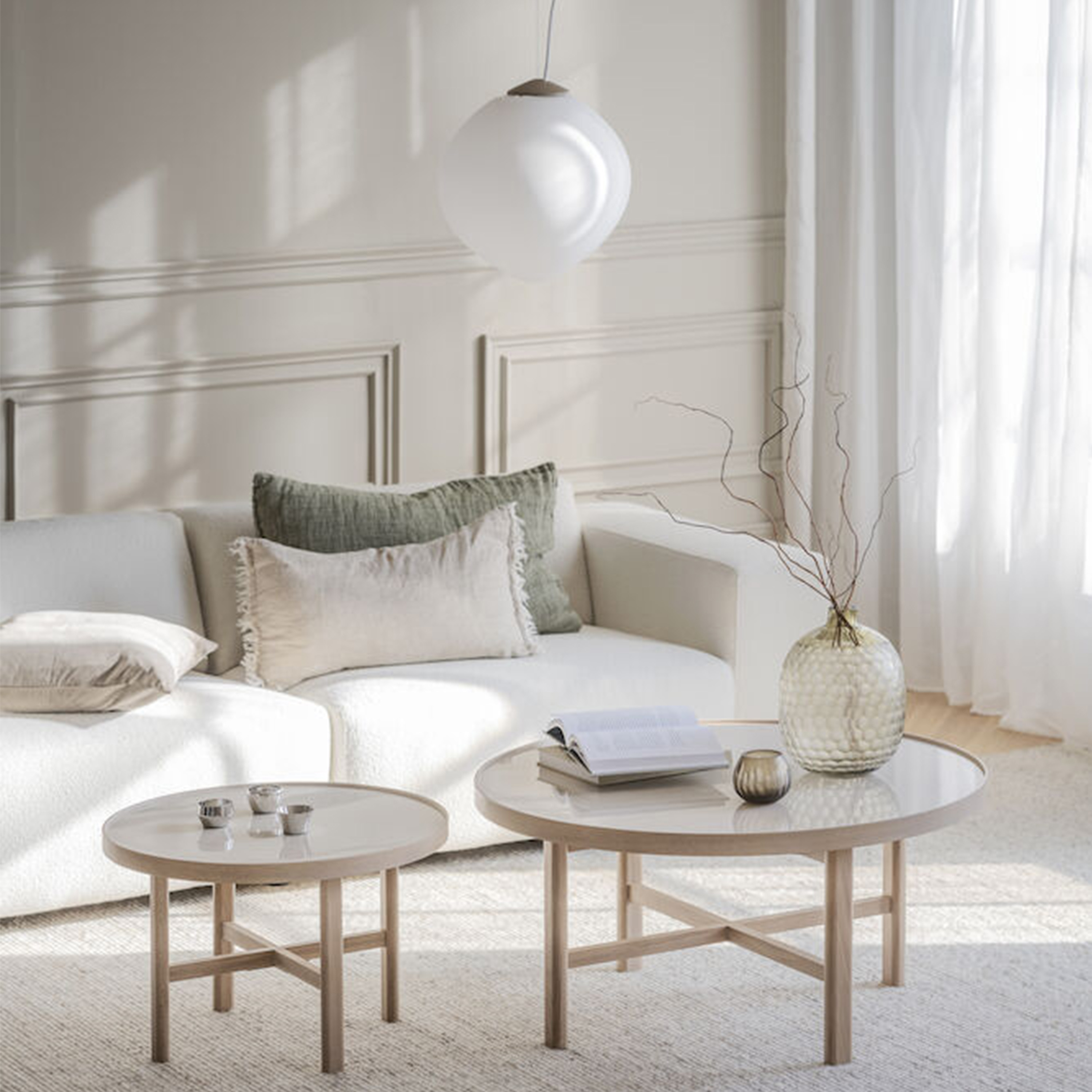 Rowico Home Marsden Couchtisch Beige/Weißpigmentiert Ø60