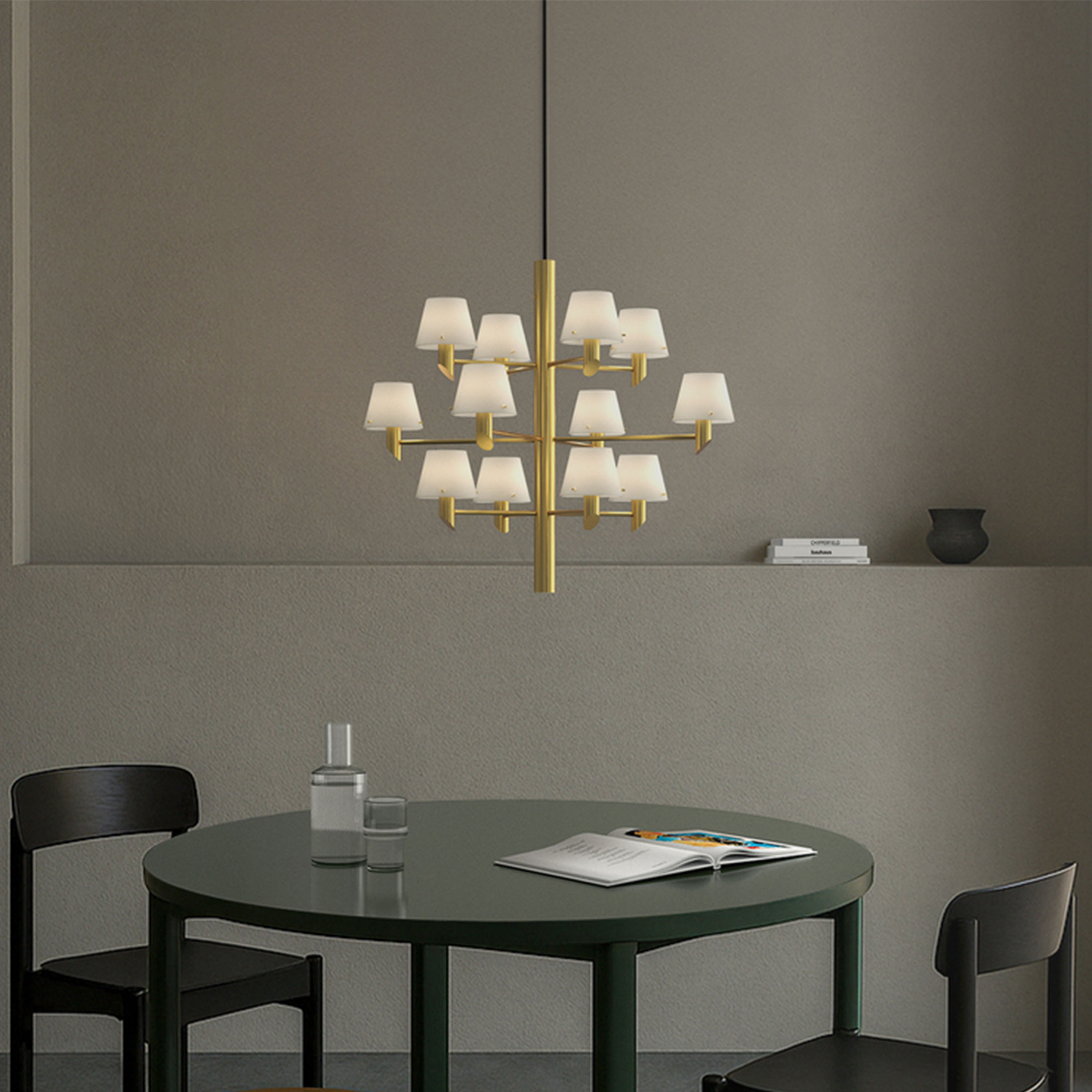 Herstal Gil 12 Deckenleuchte Satinmessing / Opalglas