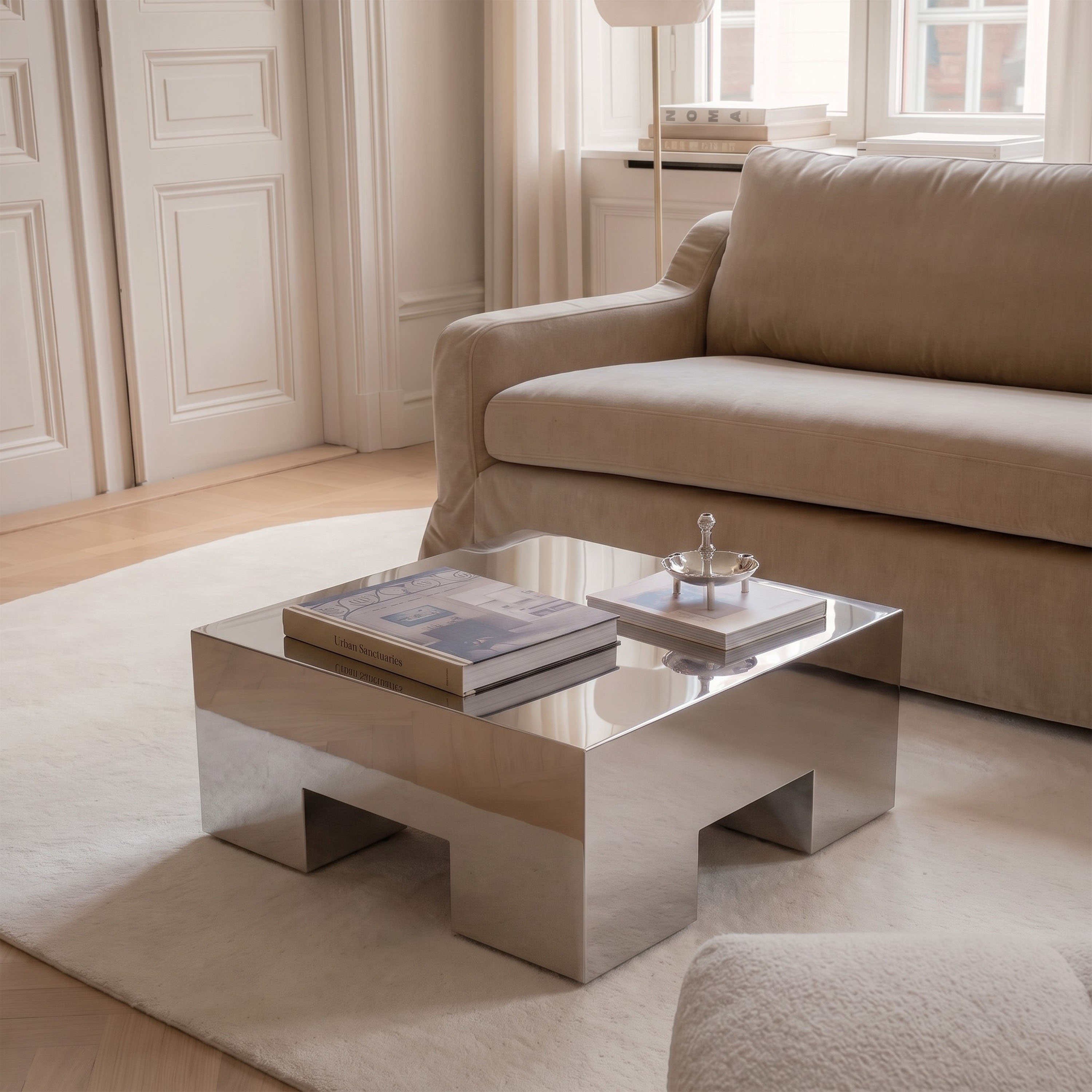 Chunky Couchtisch Edelstahl 60x60