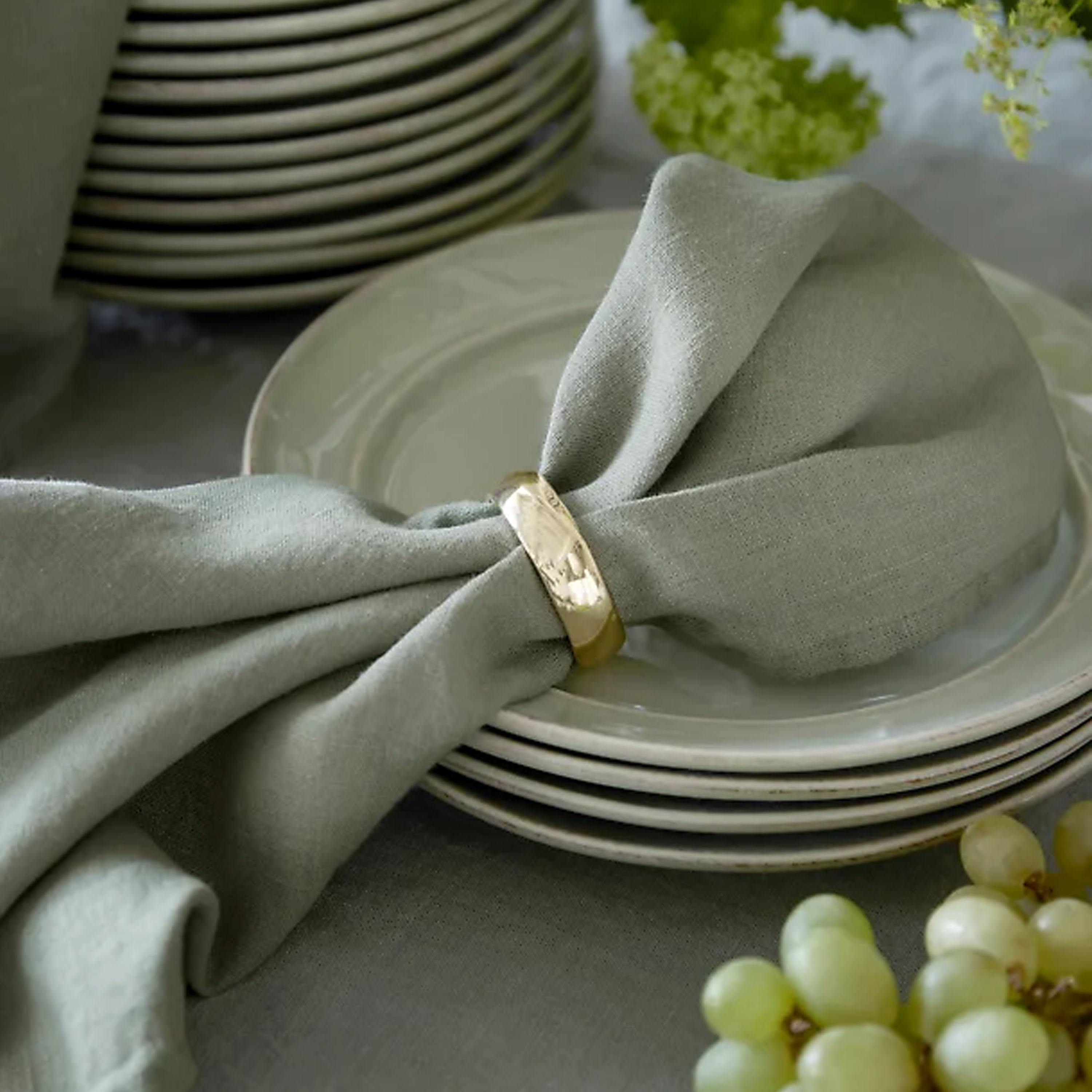 Himla Sunshine Linne Servett Sage 4-pack