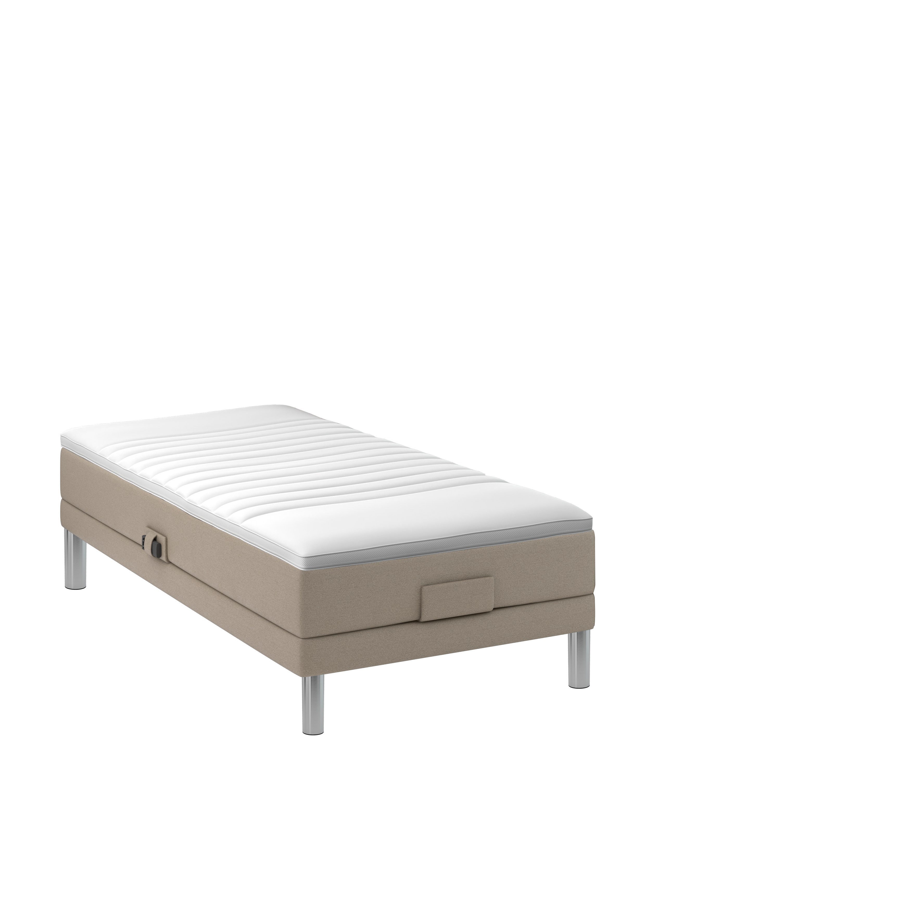 Kinnabädden - Jupiter Ställbar Säng Sand 105 Medium Aluminiumben Silver 19cm - Beige