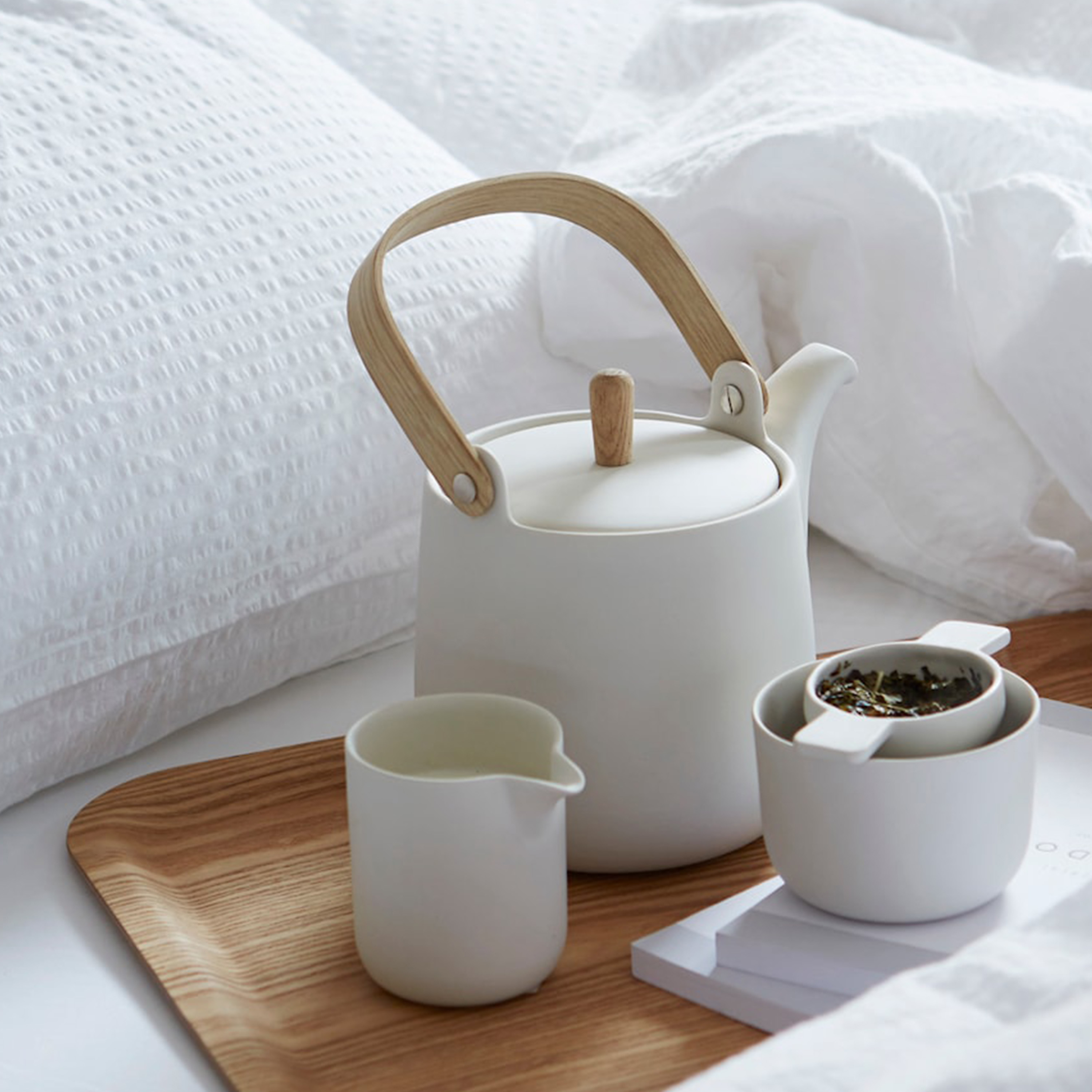 Høie Pure Pussilakanasetti Kreppi Valkoinen 220x220/50x60