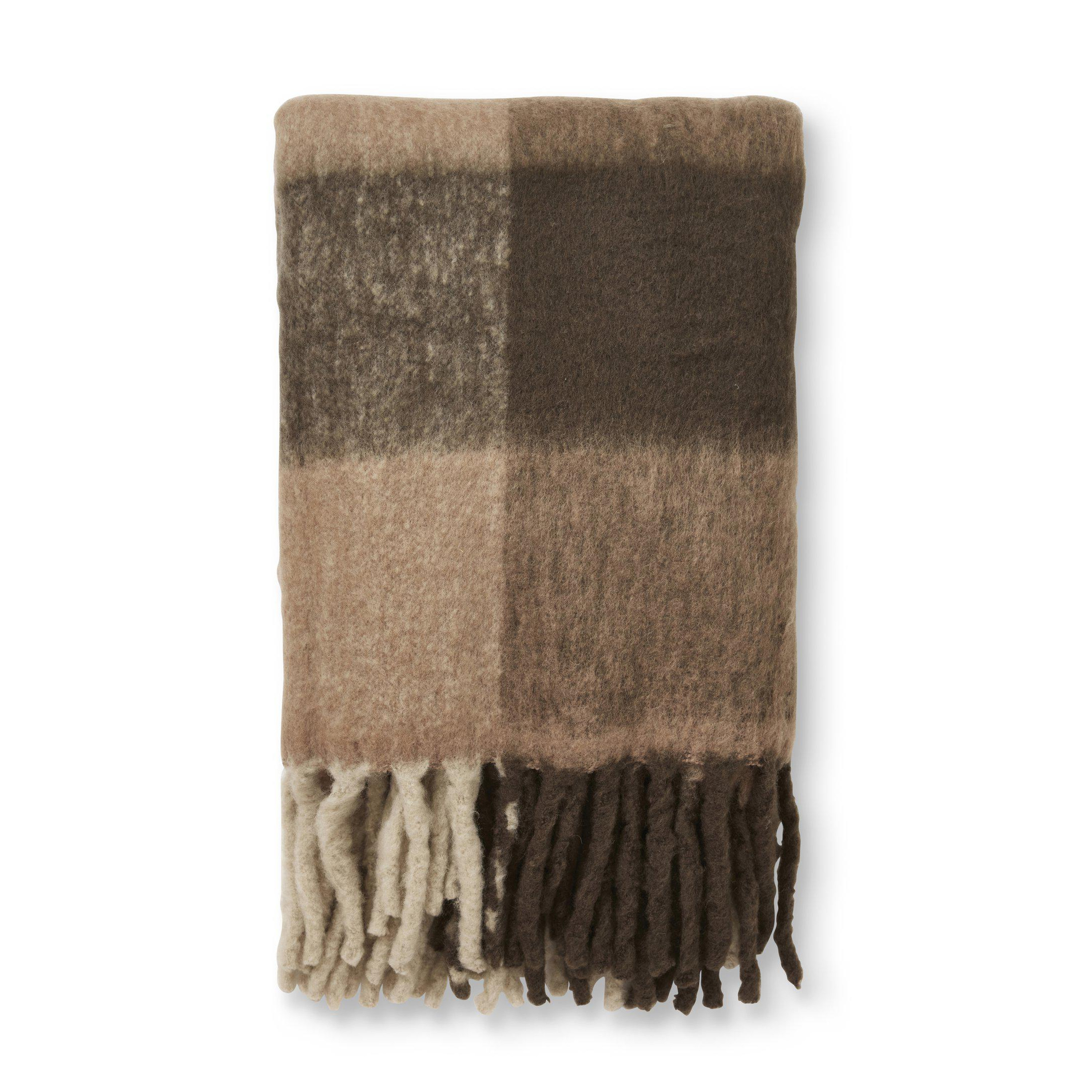 Jakobsdals - Brown Check Mohair Pläd 130x170 - Brun
