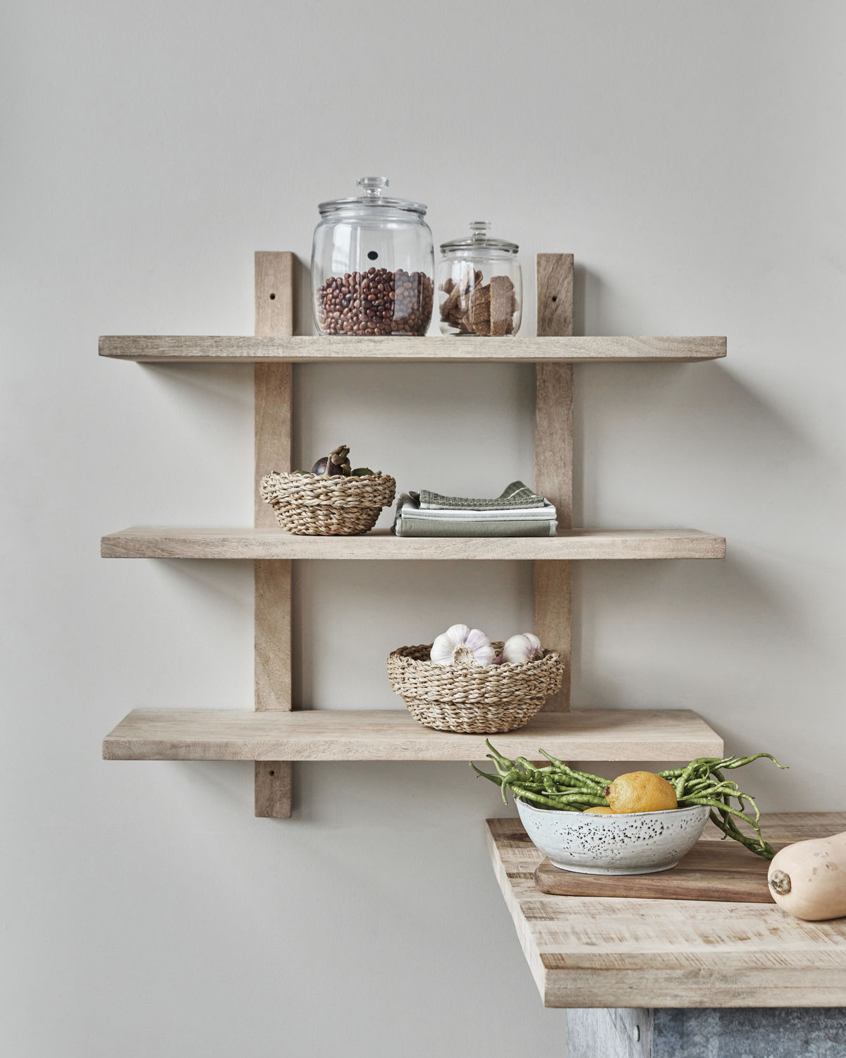 House Doctor Set Wandregal Natur 75x75