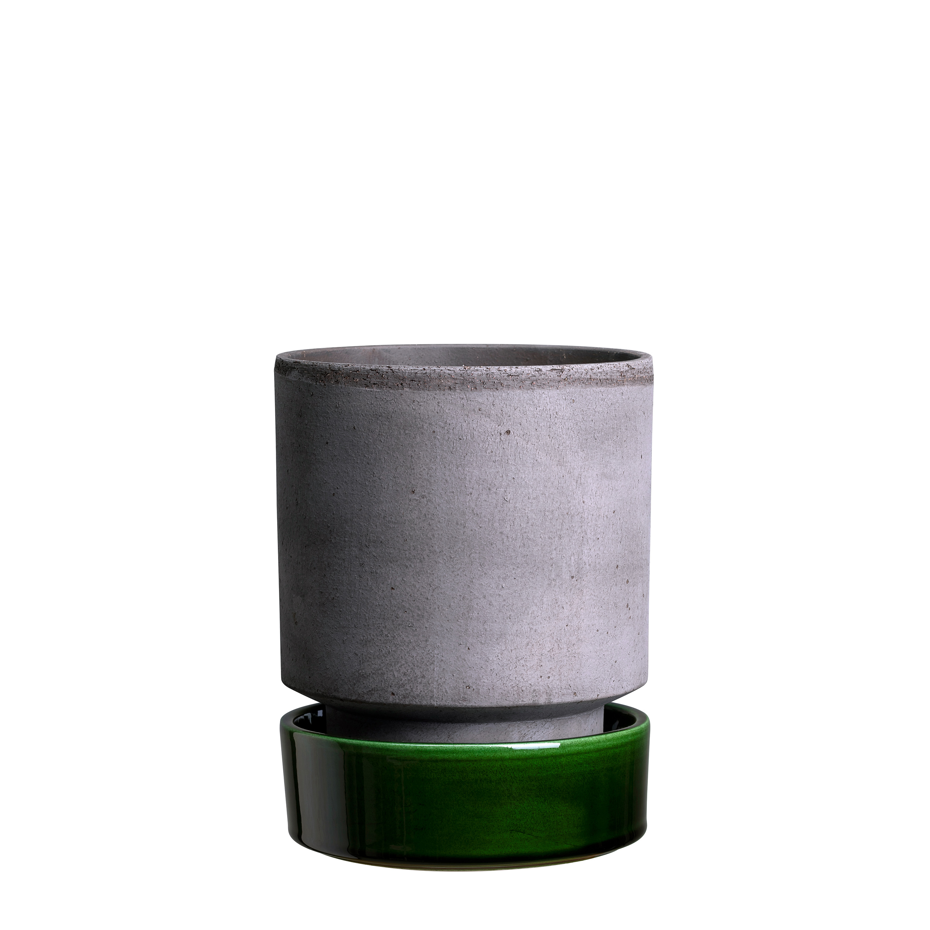 Hoff Kruka med fat Raw Grey/Glazed Emerald Green Ø14