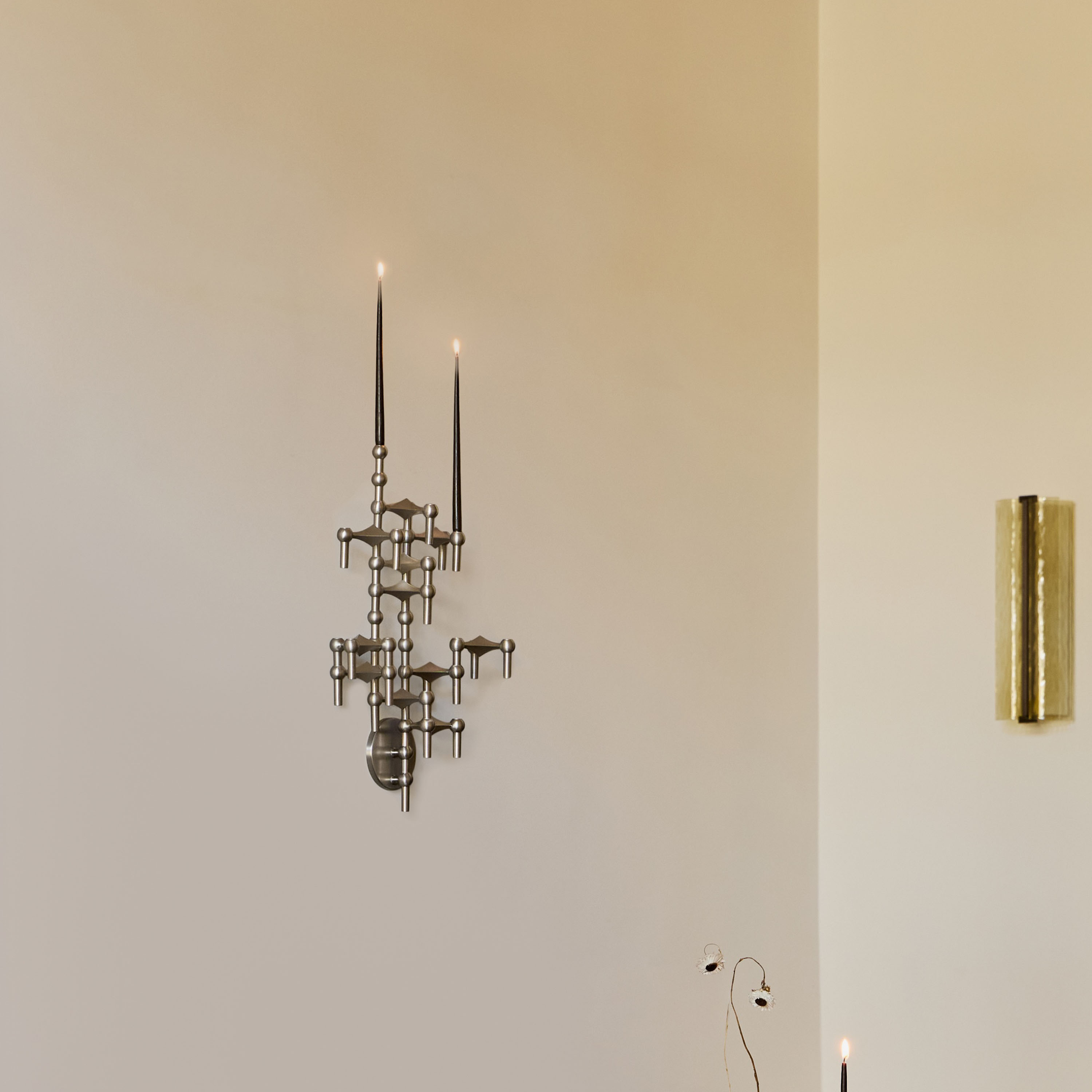 STOFF Nagel Wall Candle Holder Brushed Chrome