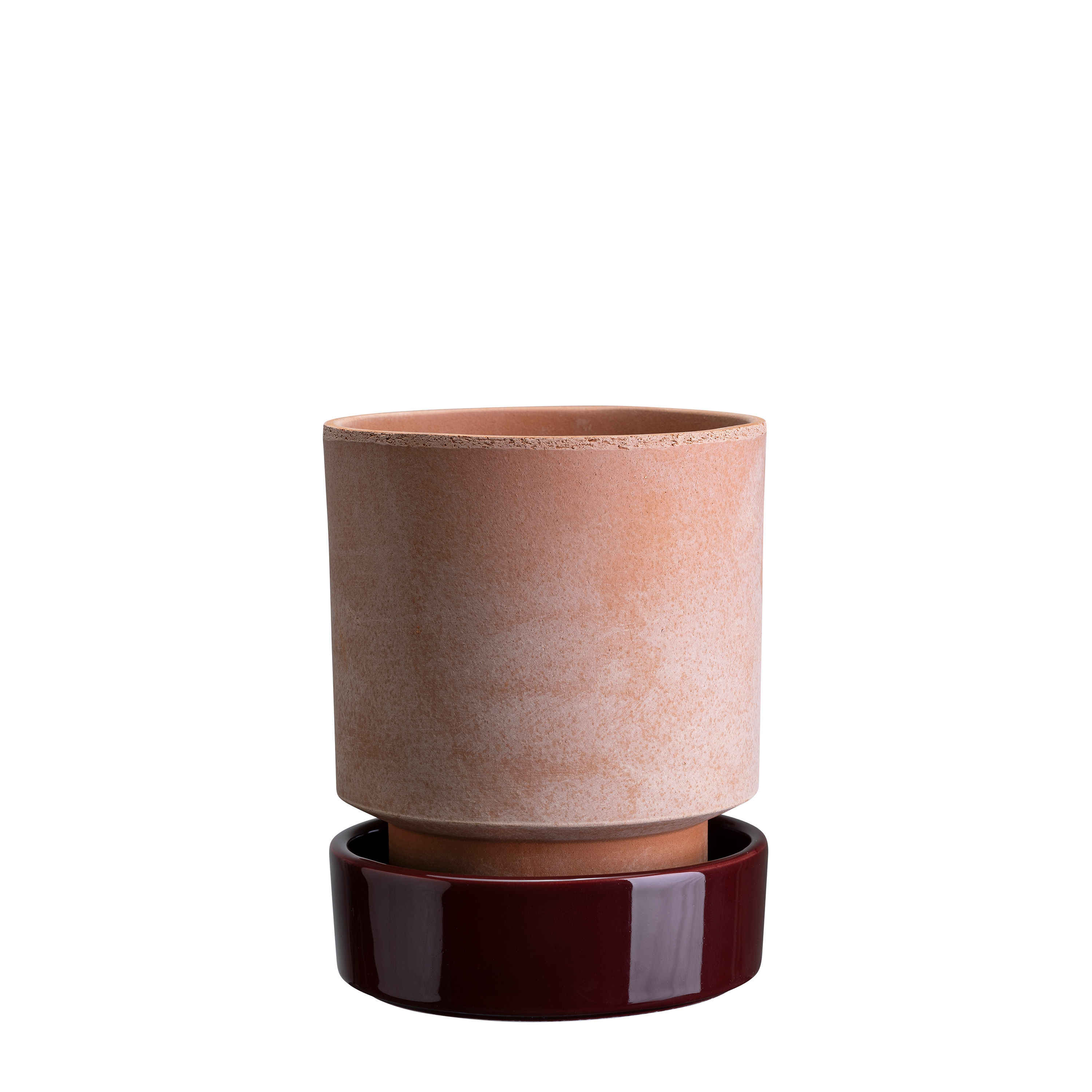 Hoff Kruka med fat Raw Rosa/Glazed Deep Burgundy Ø14