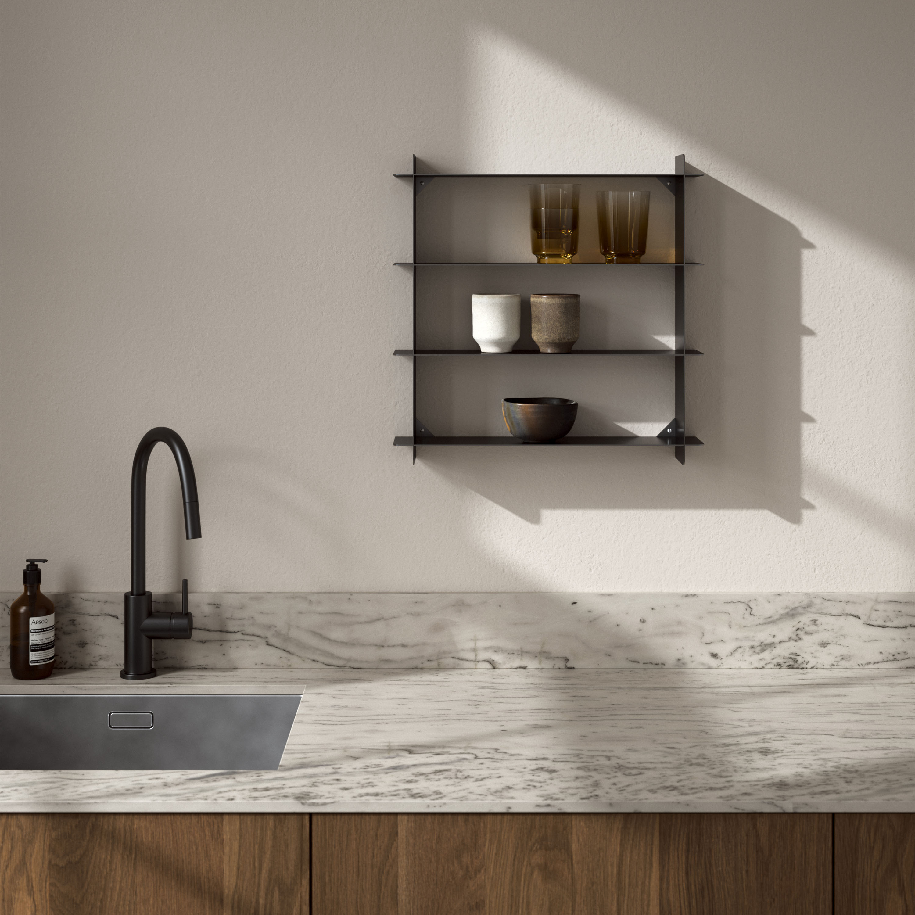 Andersen Furniture Division Wandregal Schwarzer Stahl 45x45