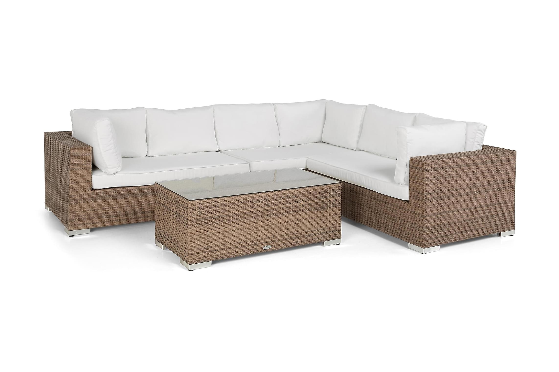 Nordic Outdoor - Bora 6-sits Loungesoffa ink Bord Höger Sand - Beige