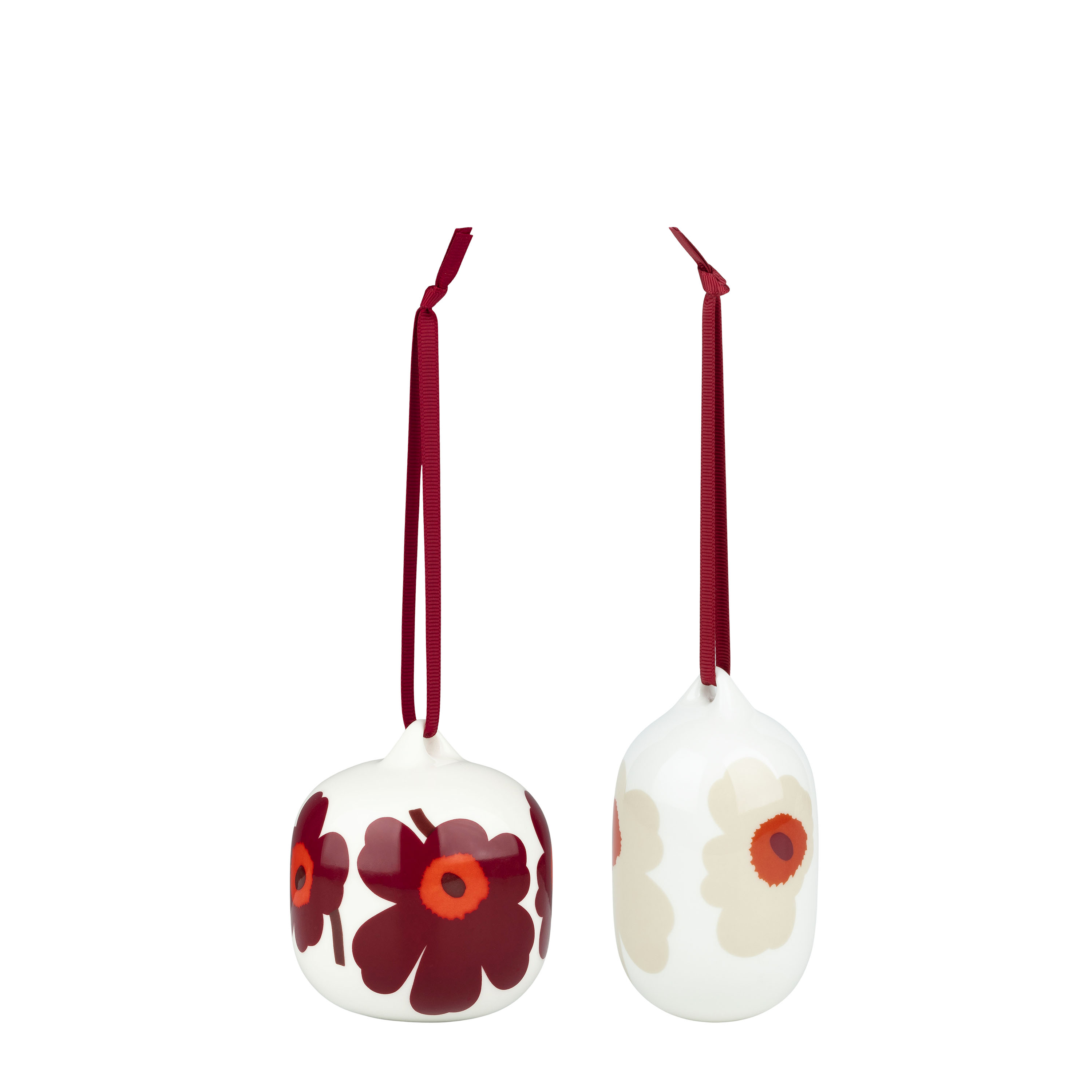 Unikko Dekoration Red/Beige 2-pack