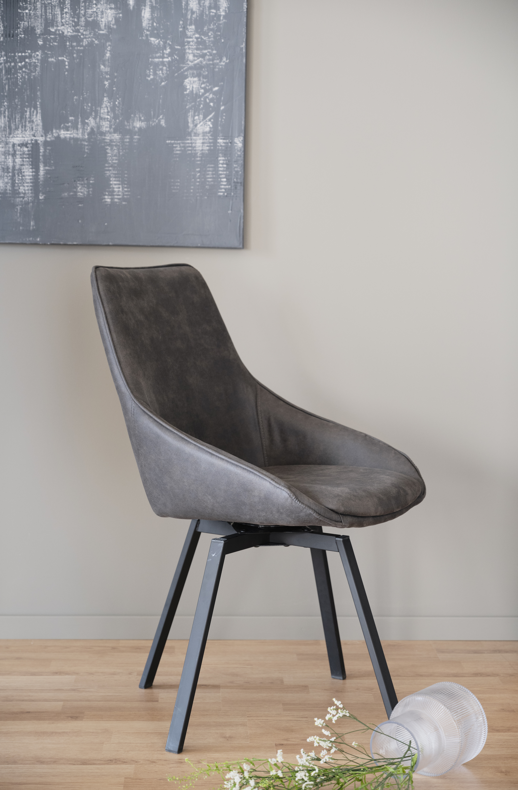 Rowico Home Alison Matstol Mörkgrå Microfiber/Svart