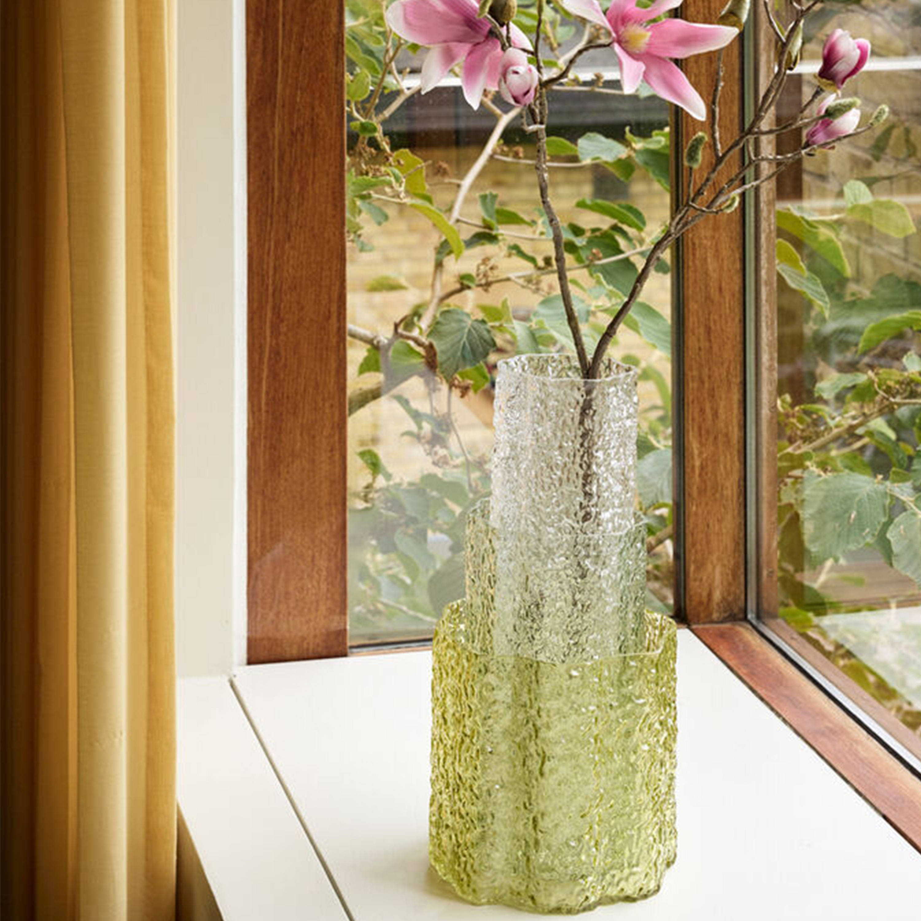 Hübsch Triple Vase Green Clear 3-pack