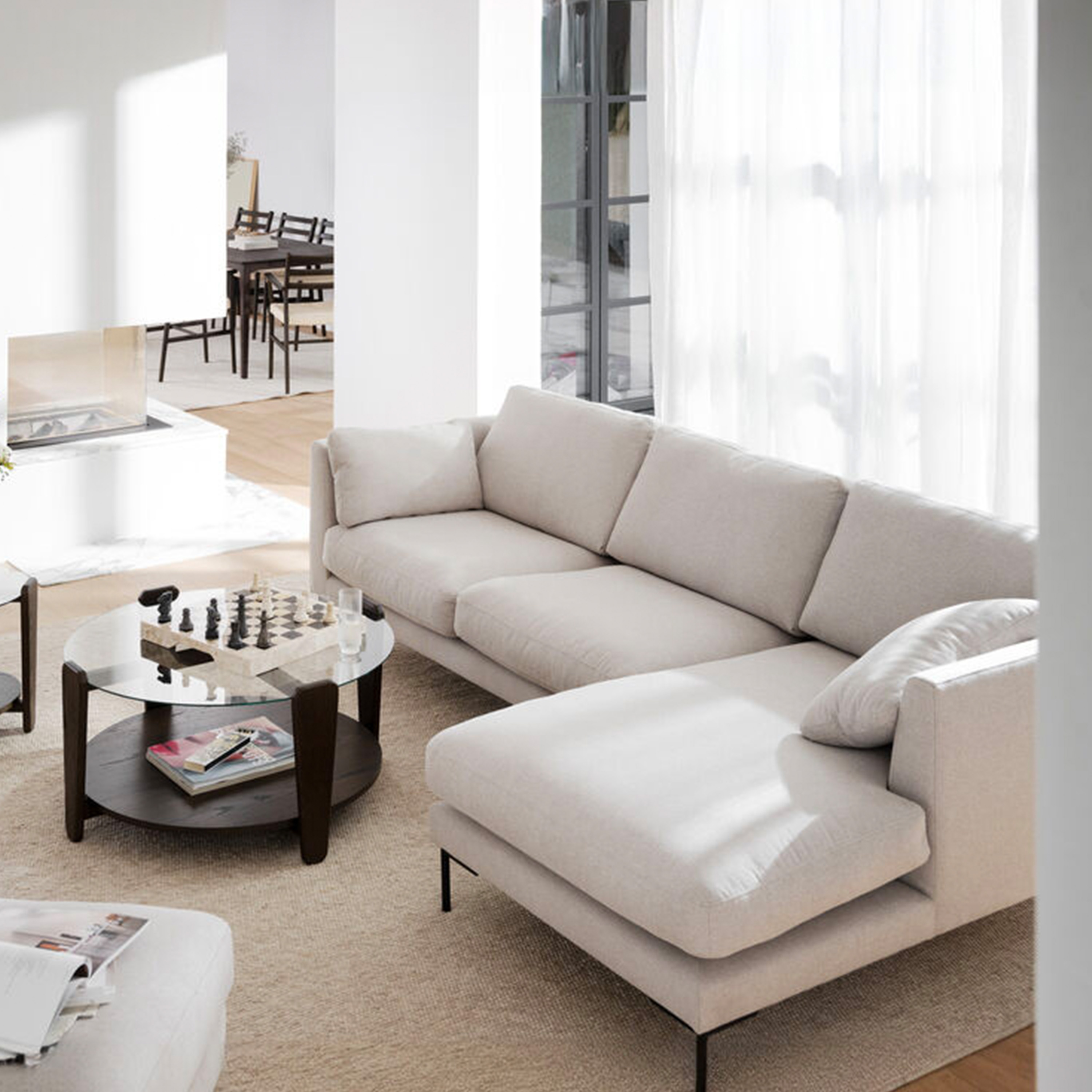 Rowico Home Corwin 3,5-sits Soffa Schäslong Höger Beige