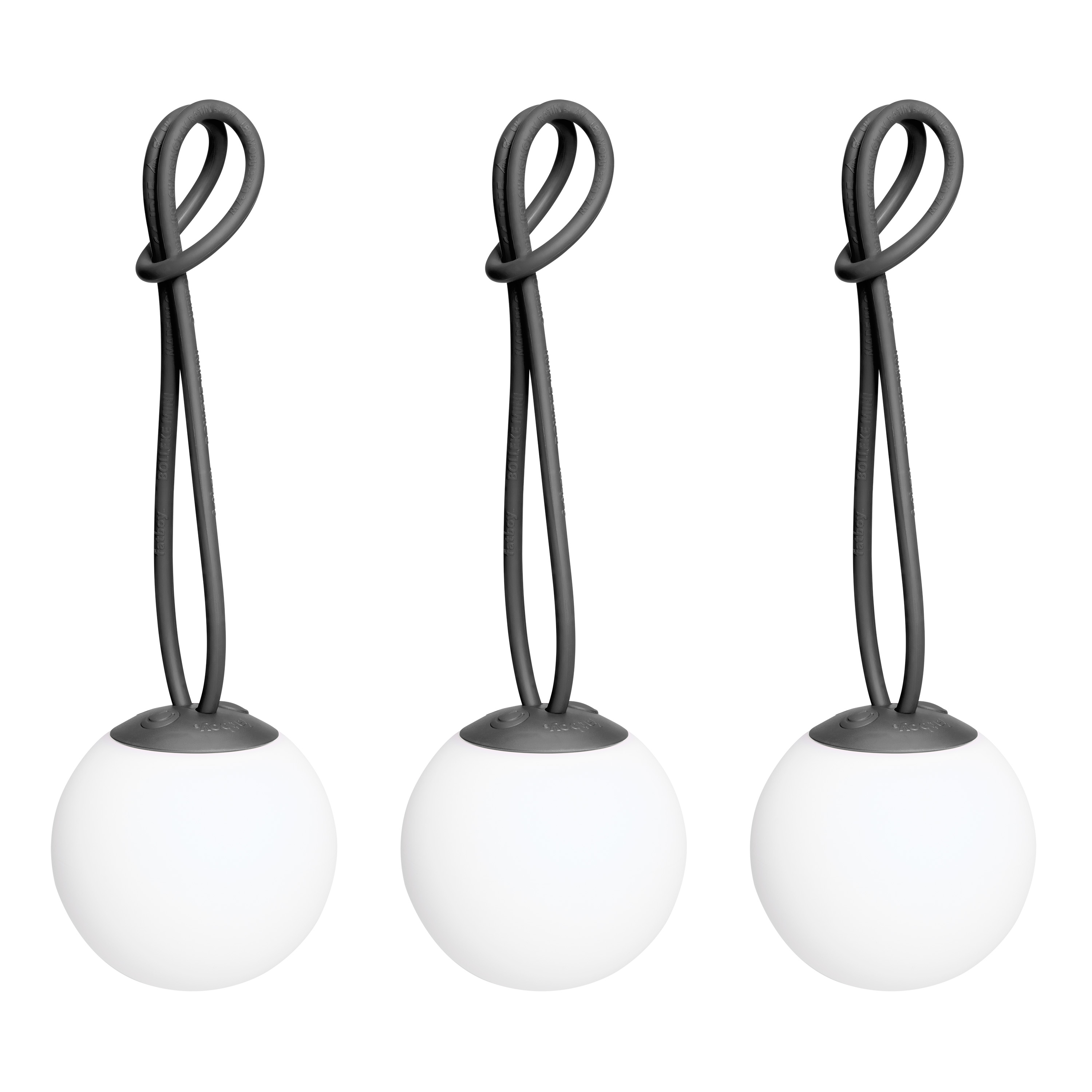 Fatboy - Bolleke Mini Tragbare Lampe Anthracite 3-pack - Grau - Tragbare lampen