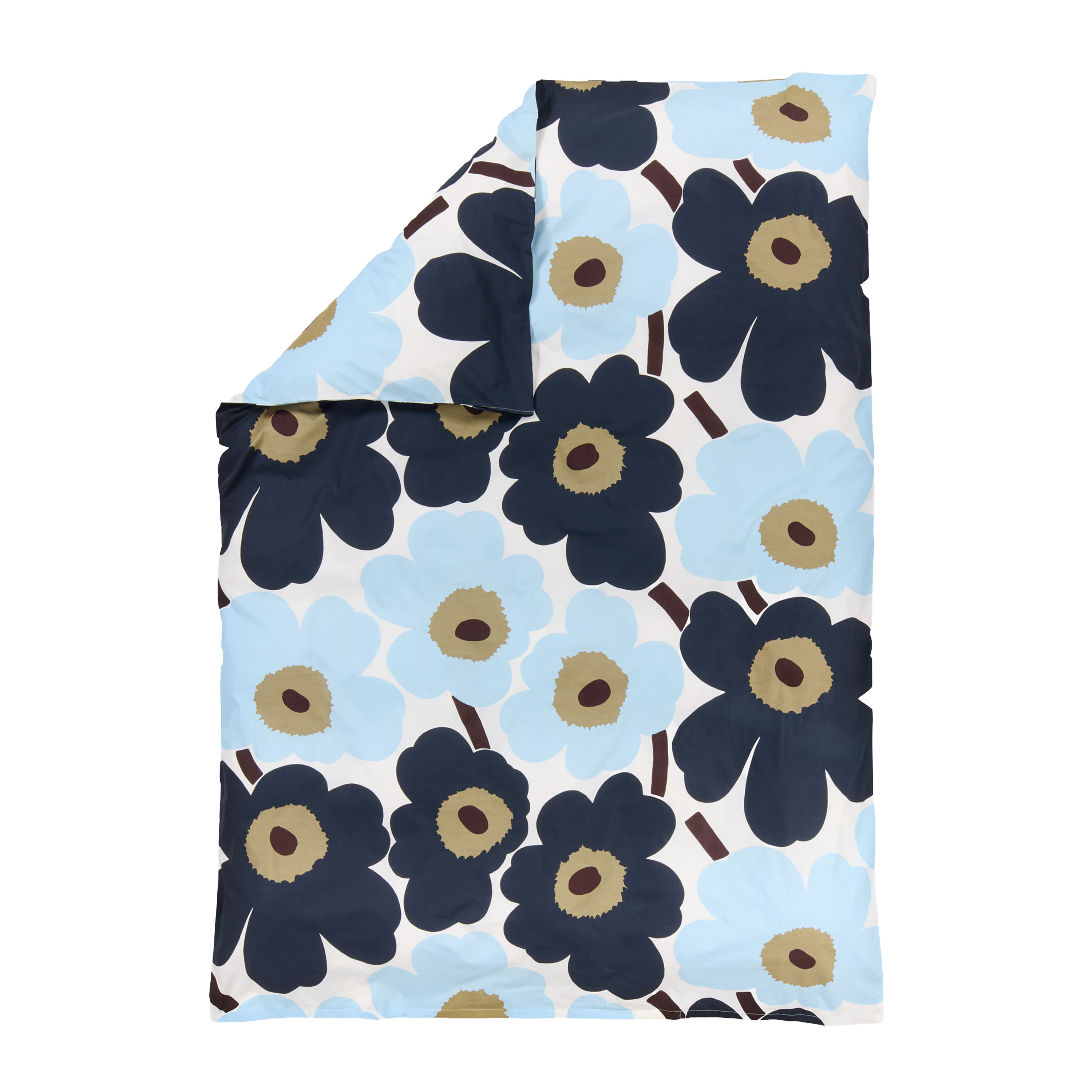 Unikko Påslakan Off White/Blueberry/Cold Blue Enkel