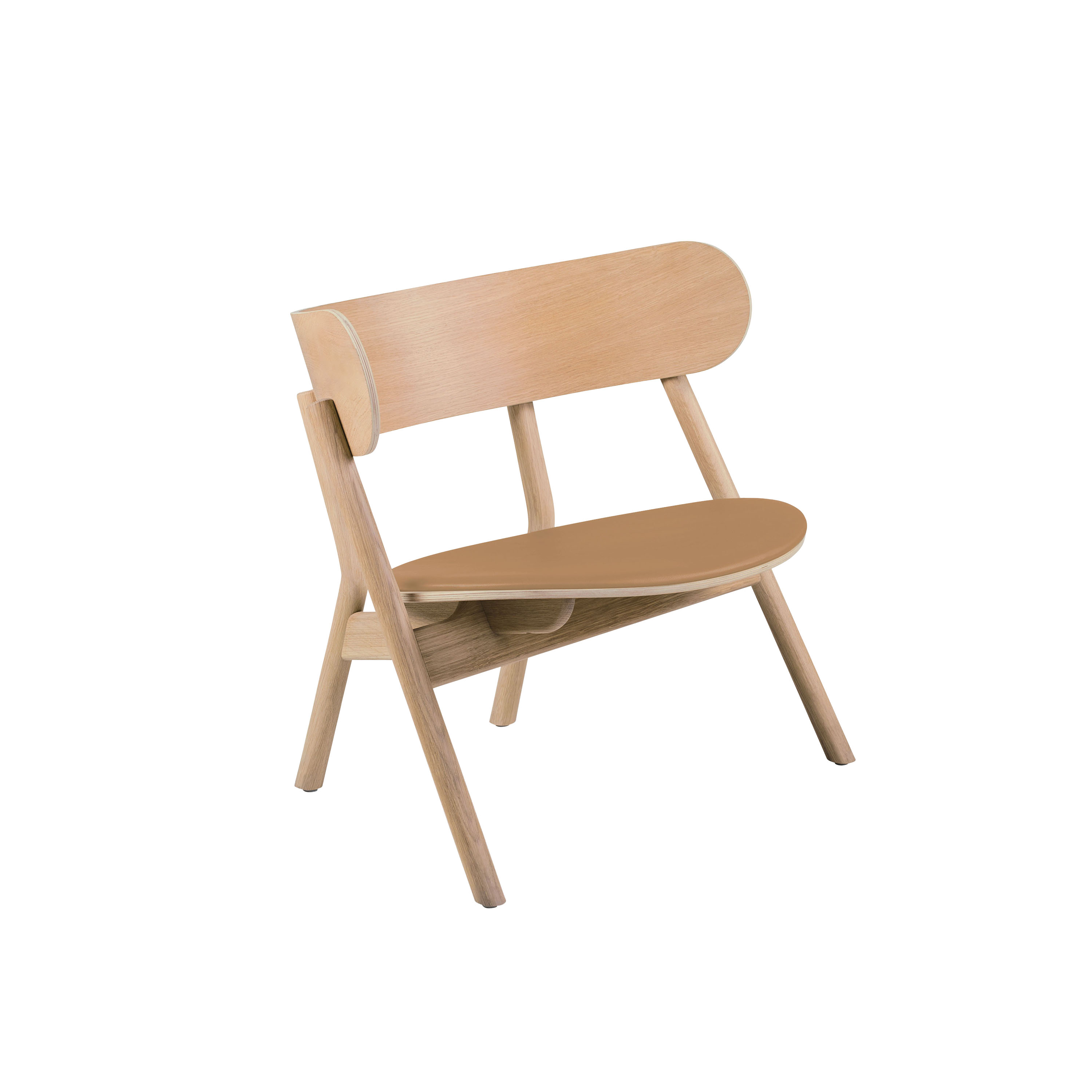 Oaki Loungestol Brown Leather/Light Oil Oak