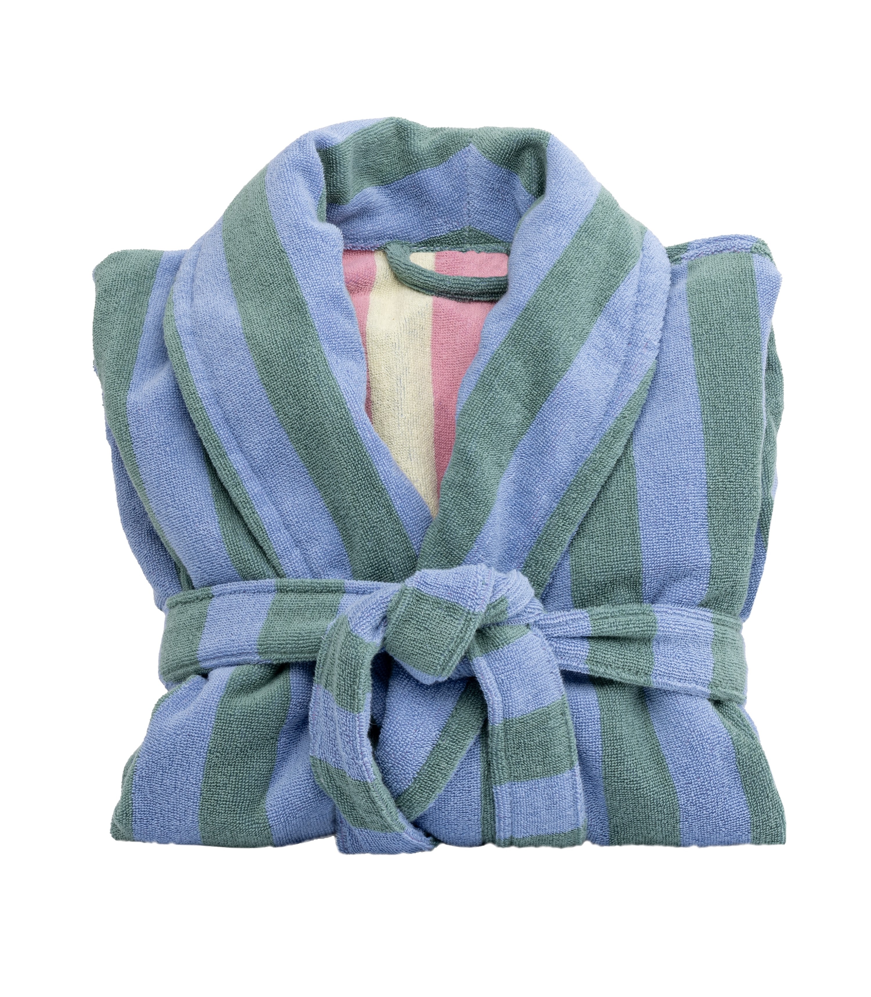 Mille Notti - Positano Bademantel Hellblau/Grün L/XL - Morgenmäntel