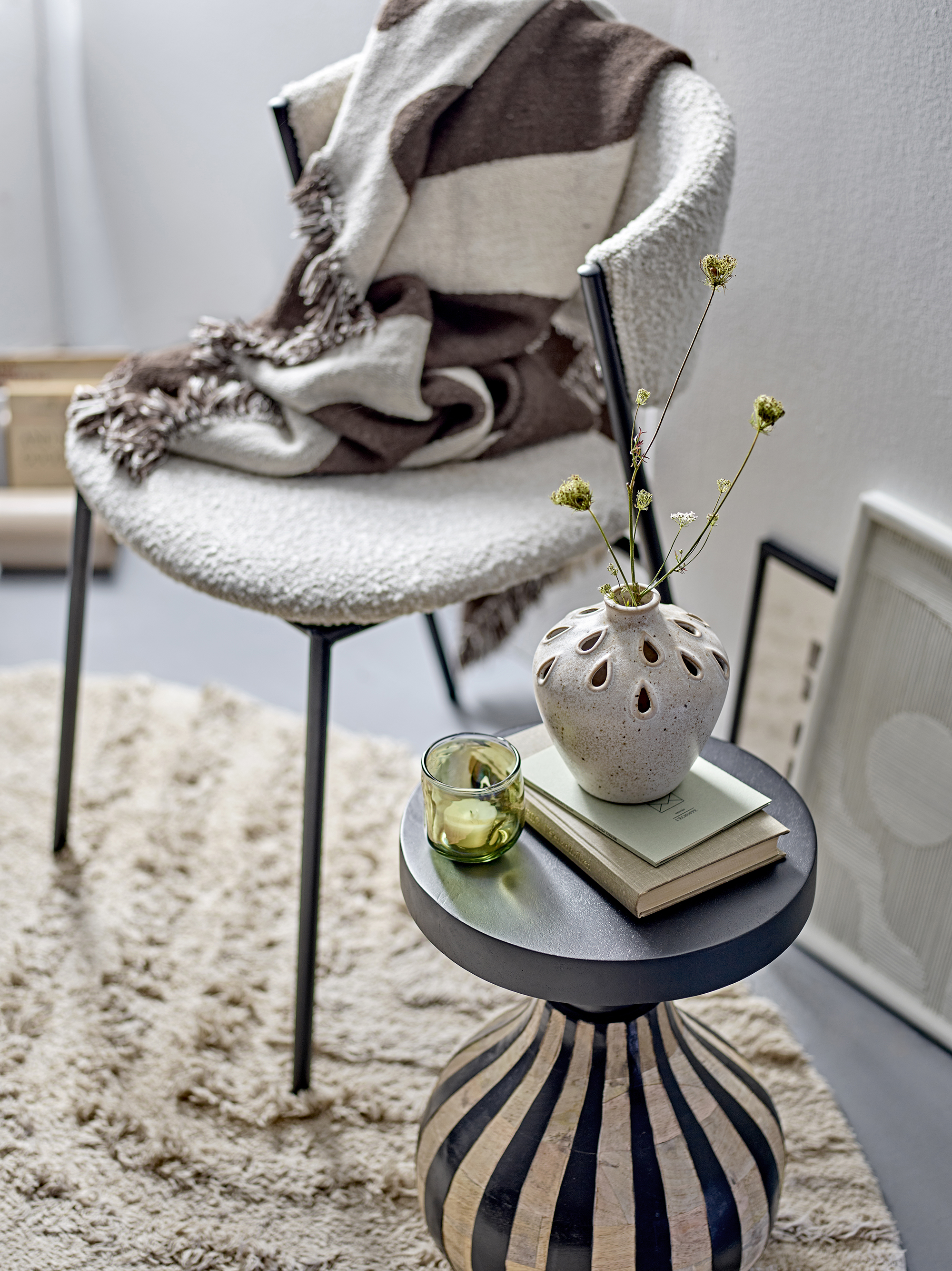 Bloomingville Marlo Ruokatuoli Bouclé Valkoinen