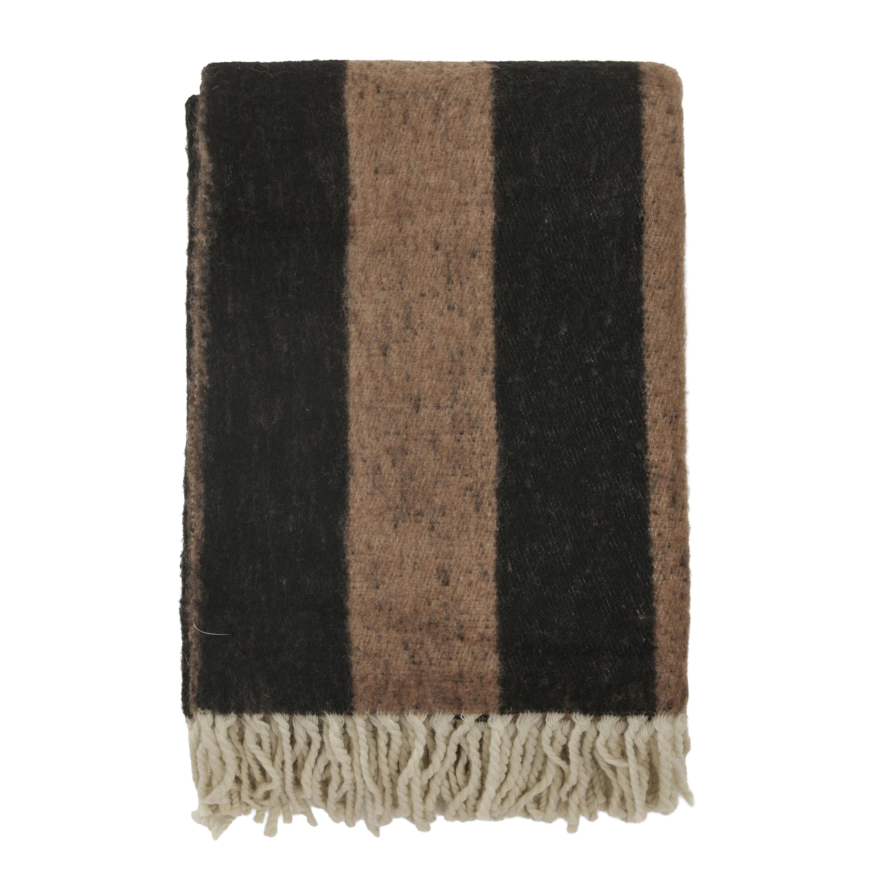 Zara blockstripe pledd svart/brun 130x170