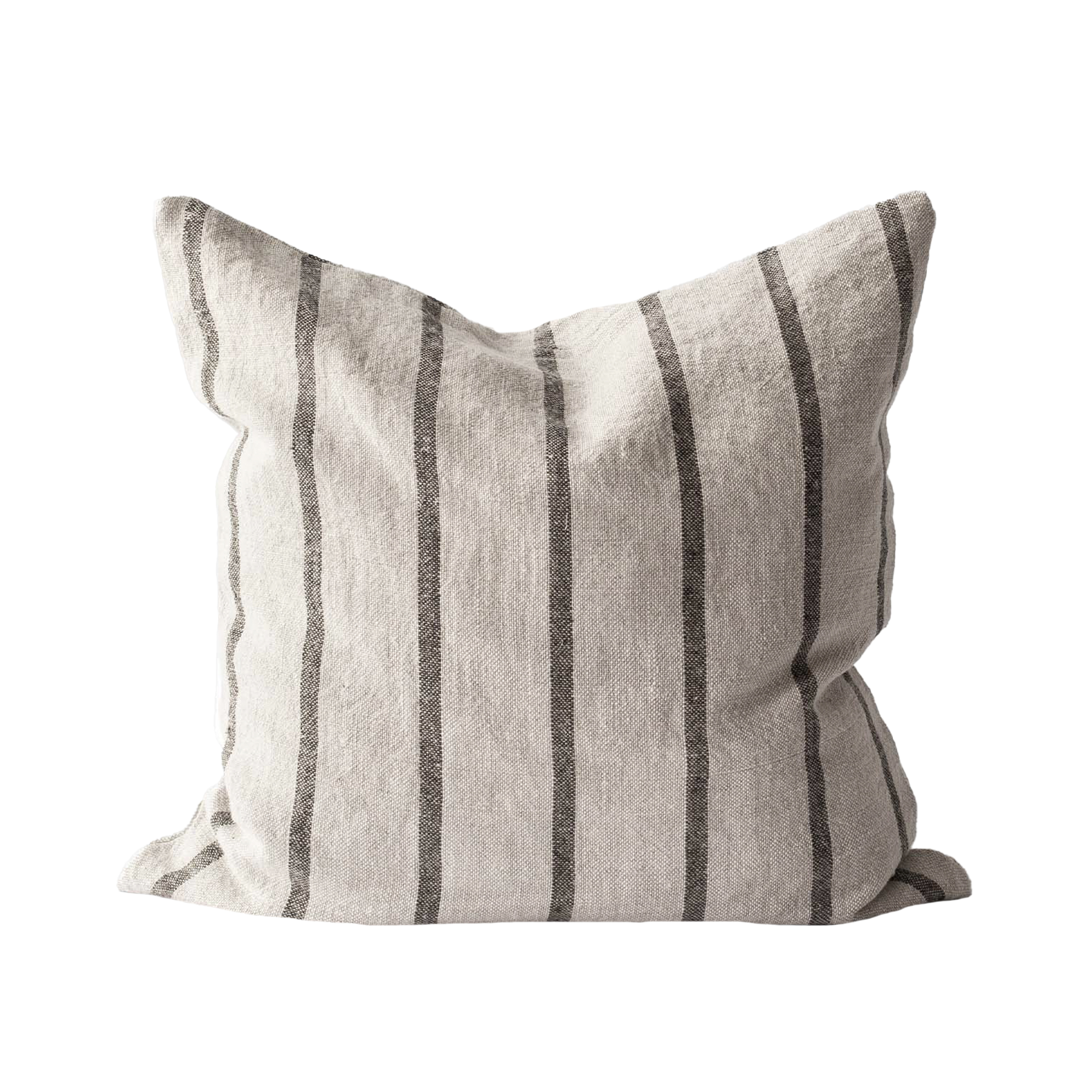 Tell me more - Melvin Kissenbezug Leinen Taupe Streifen 50x50 - Braun - Dekokissenbezug