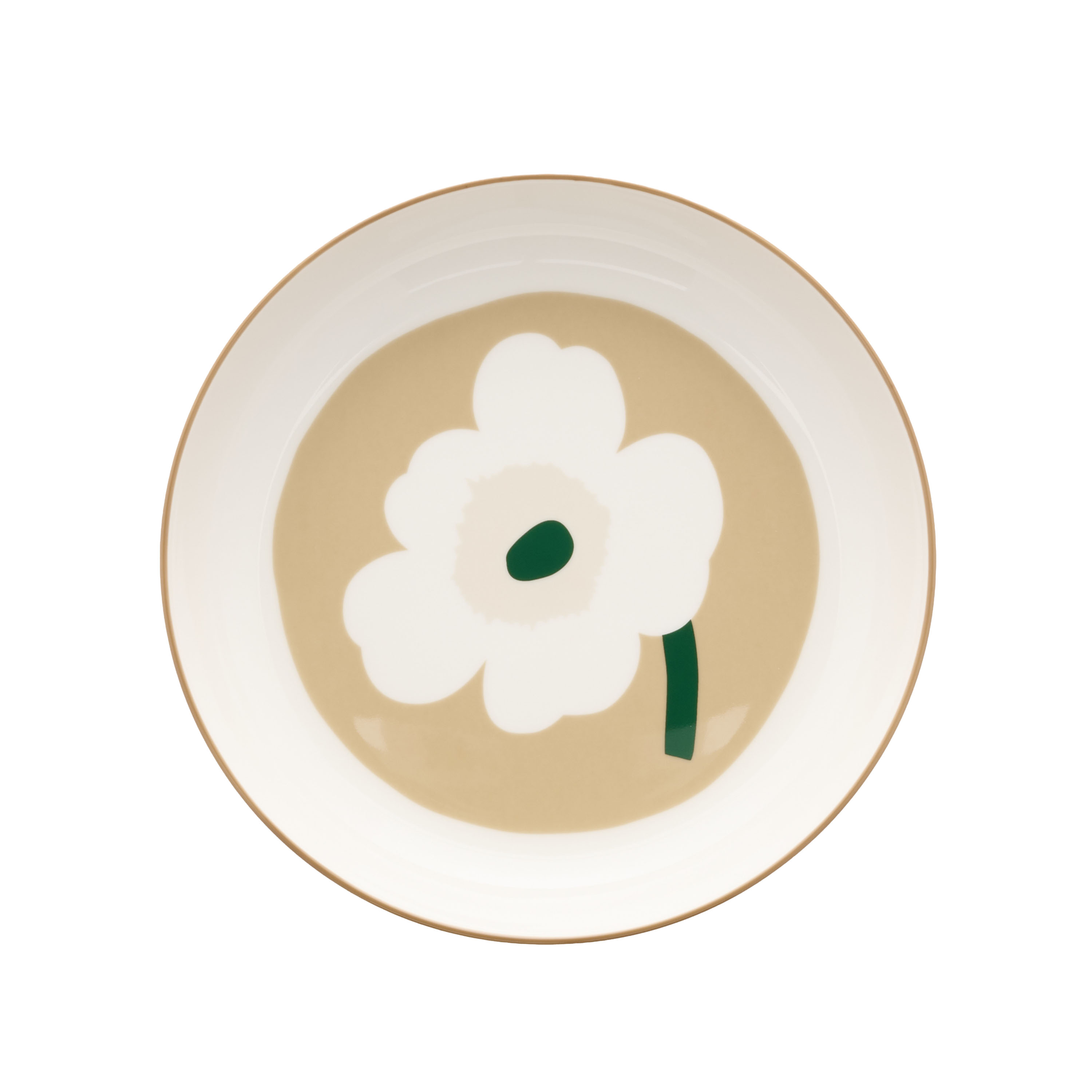 Oiva Unikko Dyp Tallerken White/Beige/Dark Green