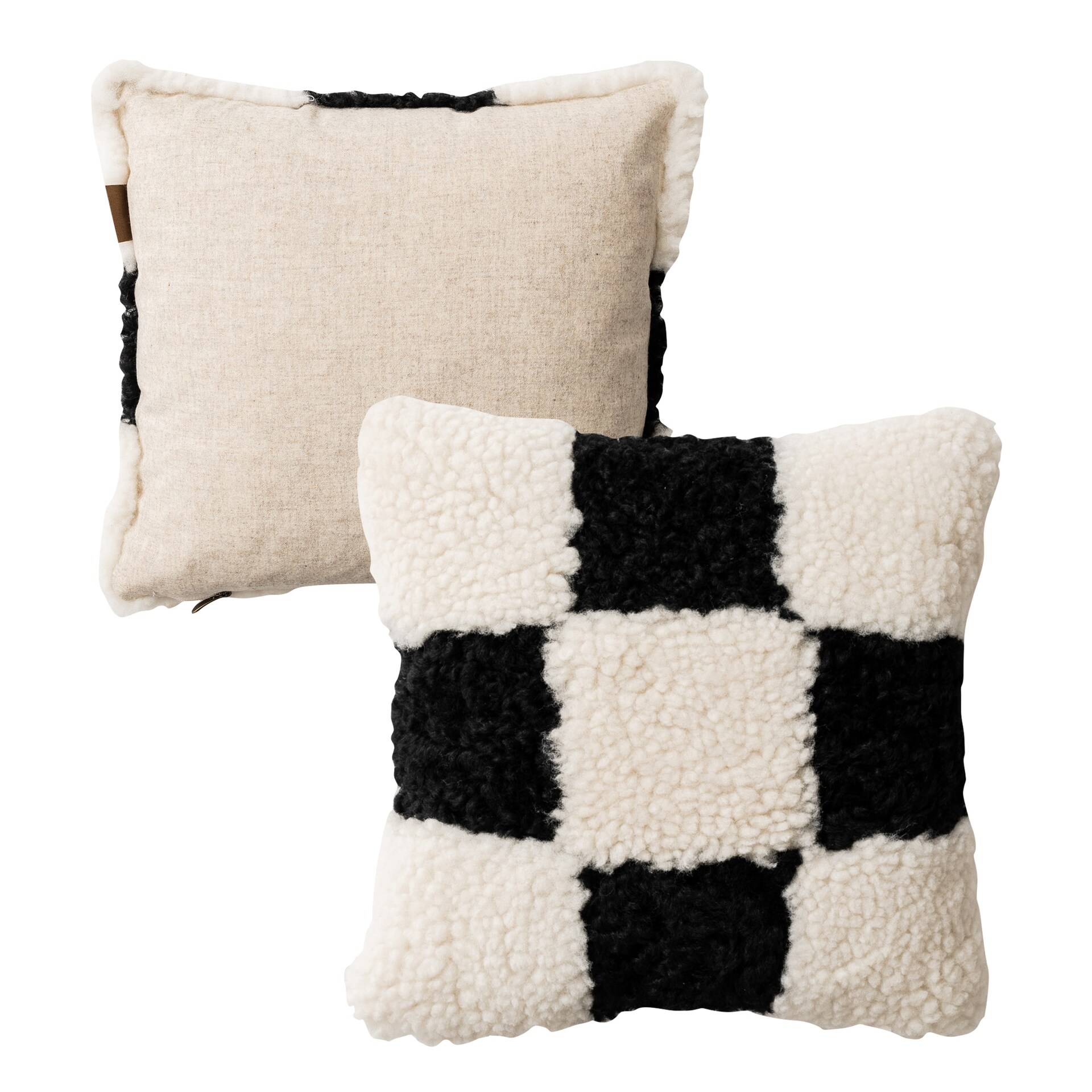 Shepherd Ruth Prydnadskudde Fårskinn Creme/Svart 40x40