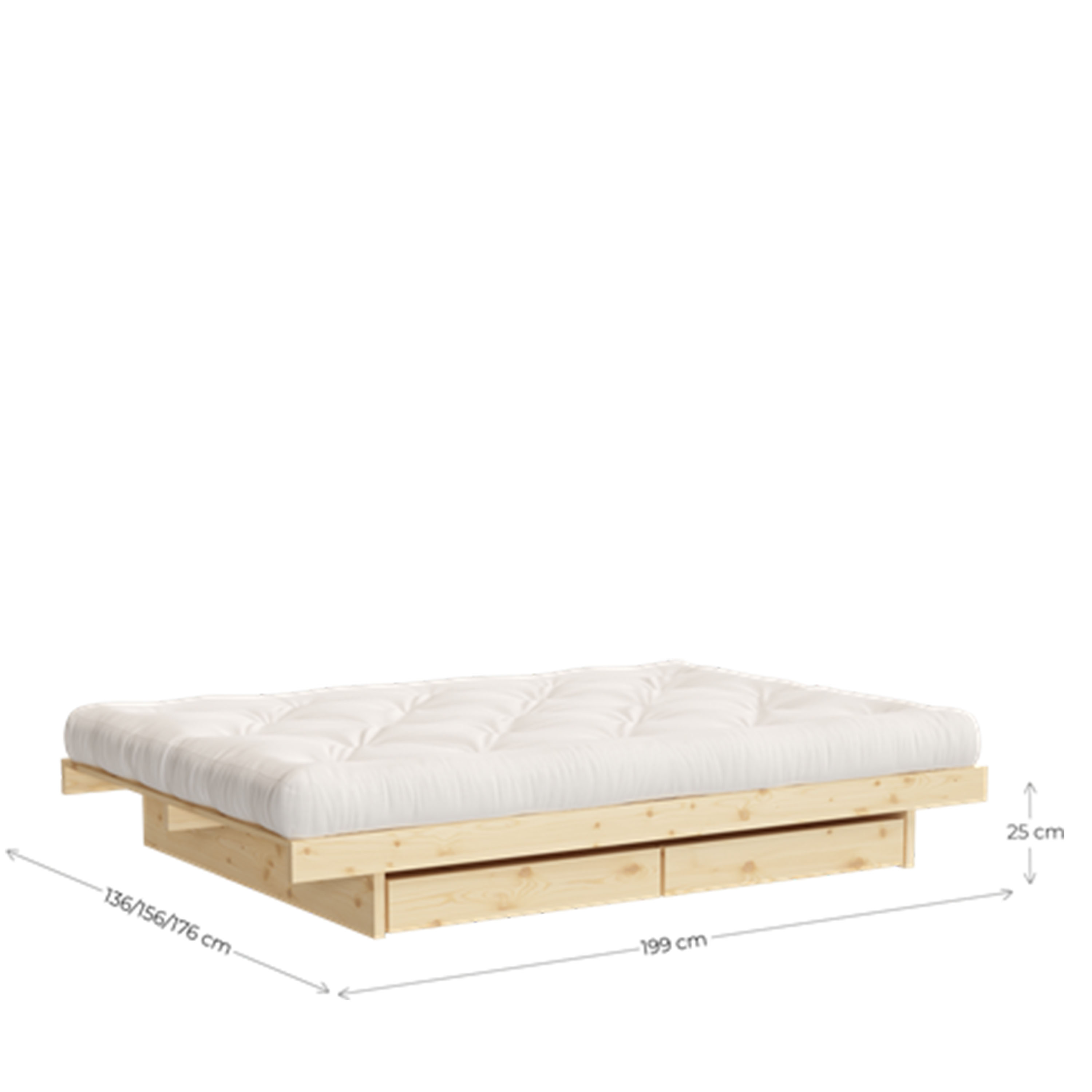 Karup Design Kanso Bed frame incl. 4 Drawers Raw 160cm