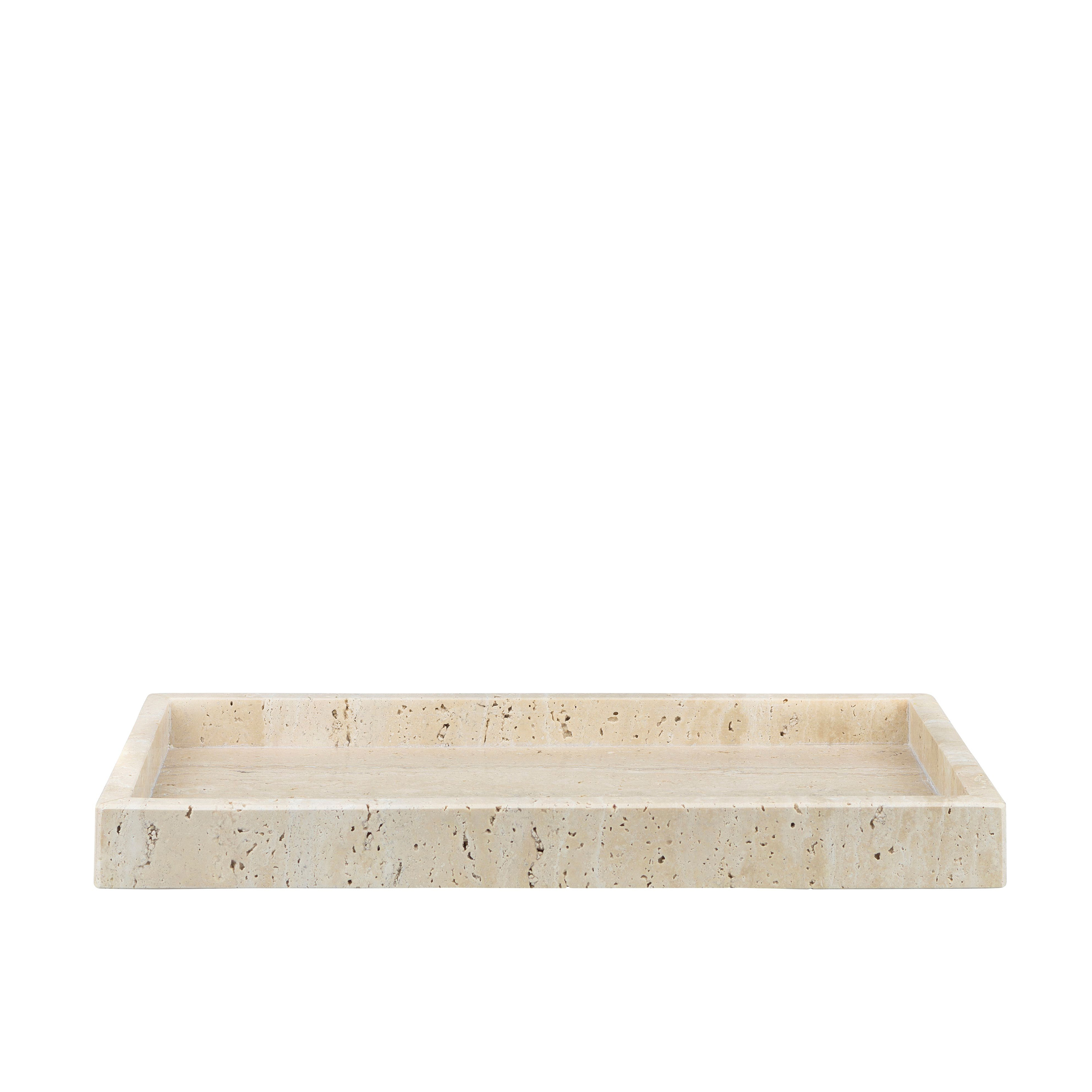 Mette Ditmer - Travertine Tablett Dekoration Leinen 31cm - Beige - Tabletts