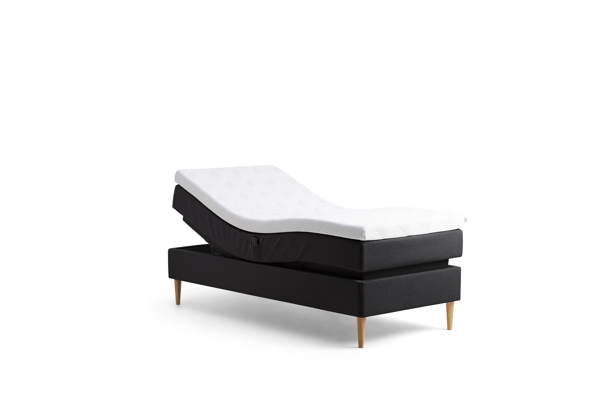 Tempur - Promise Ställbar Säng Dark Grey 90x200 Pro Plus SmartCool 8cm Mjuk Metallben Krom 19cm - Grå