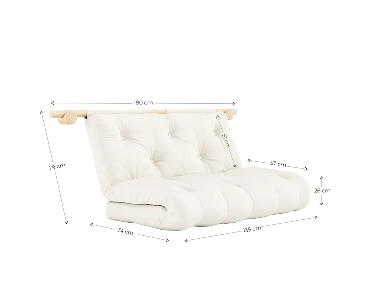 Karup Design Hooked Bäddsoffa Raw Soft Chalk 135x200