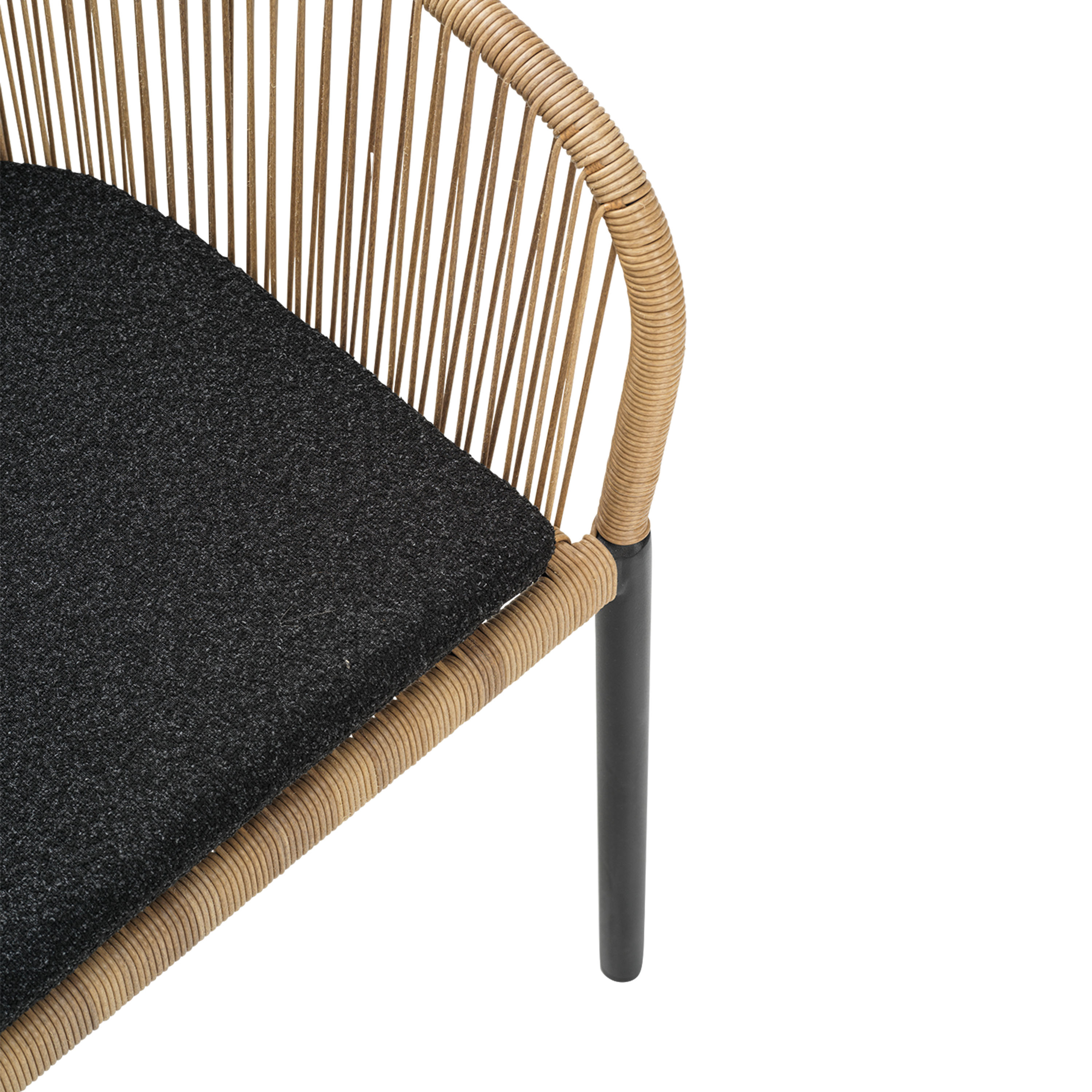 Brafab Delta Karmstol Anthracite/Natural Wicker/Teddy Black