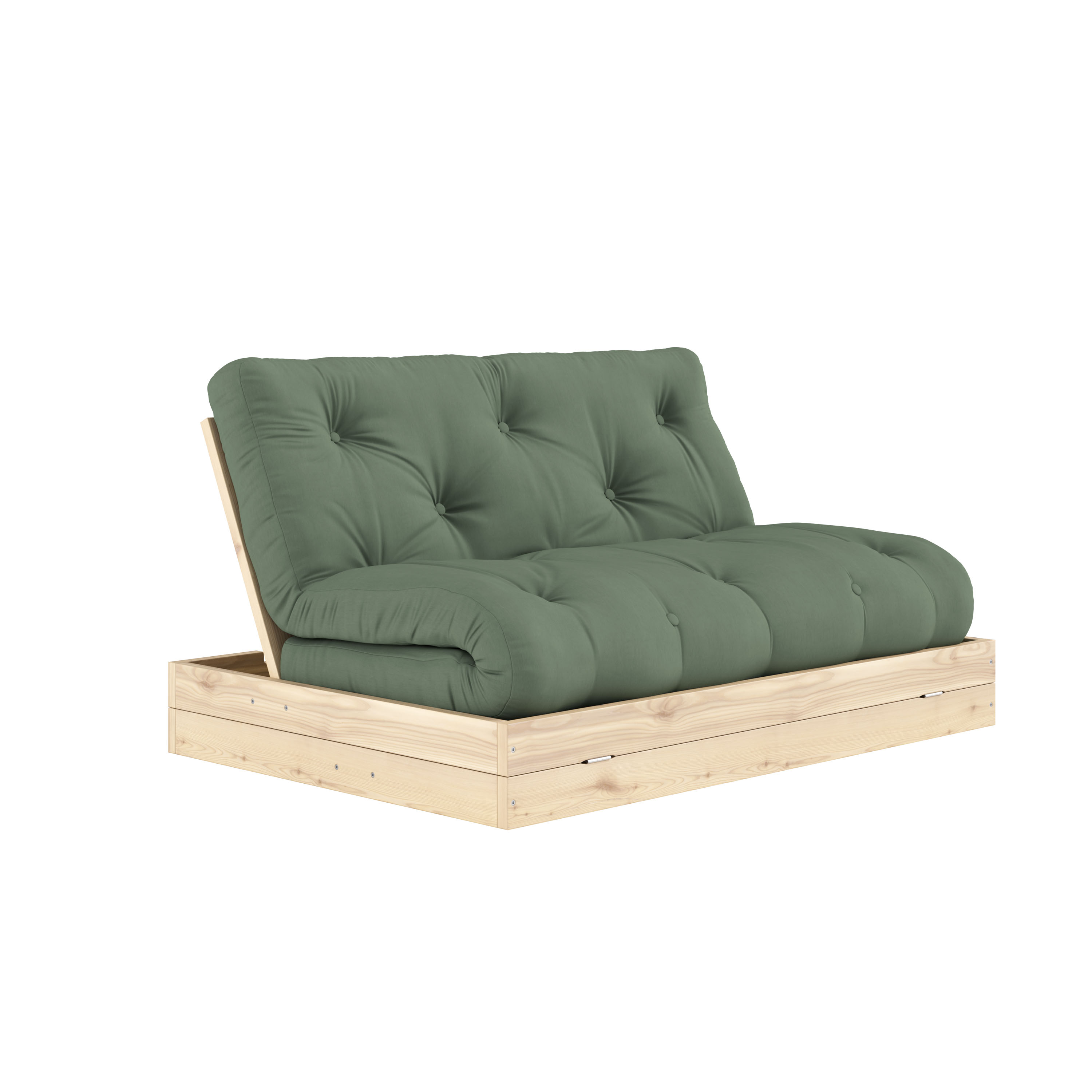 Flip Bäddsoffa Raw ink madrass Olive Green 140x200